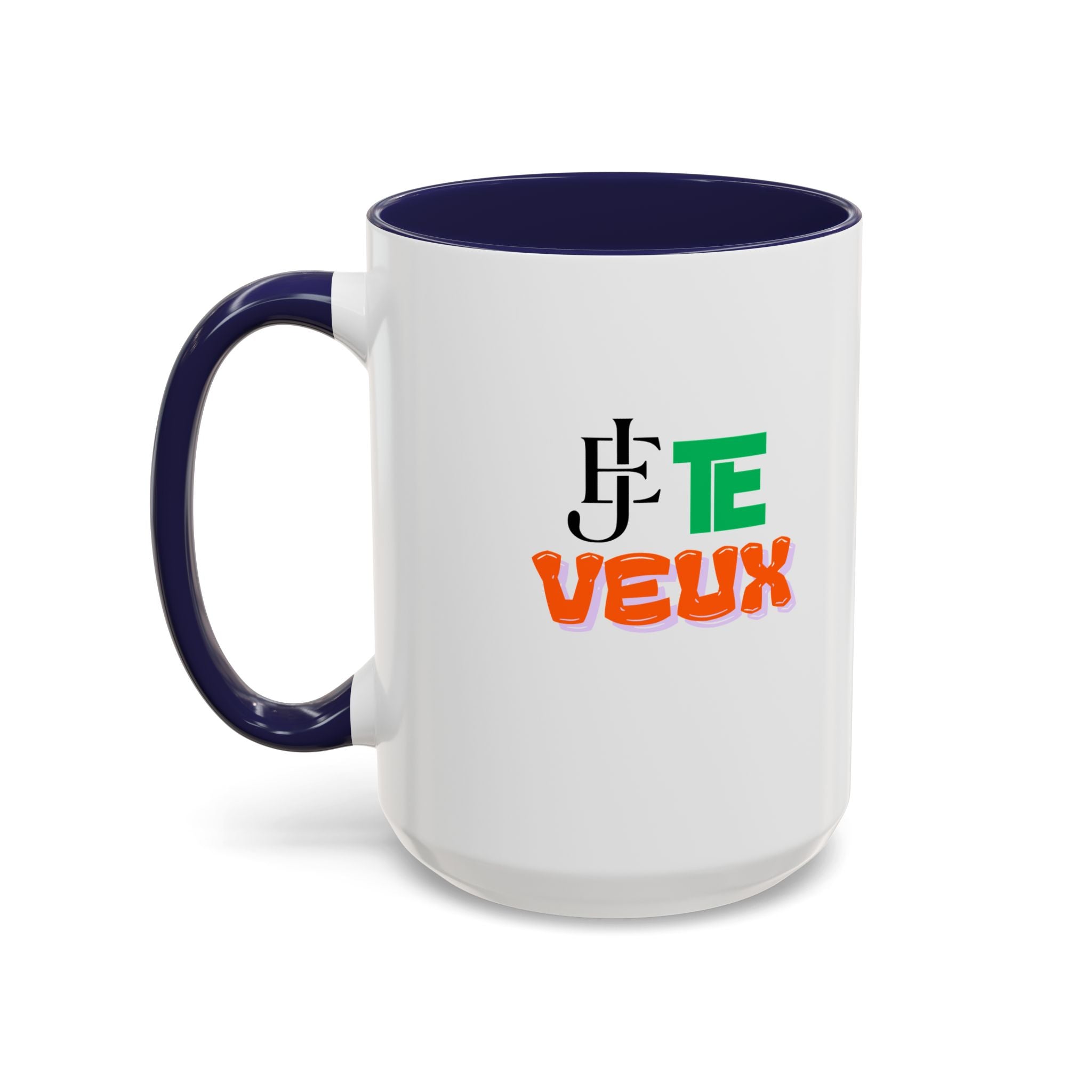 French Phrase Accent Mug — "Je Te Veux" Colorful Ceramic Coffee Mug (11/15oz)