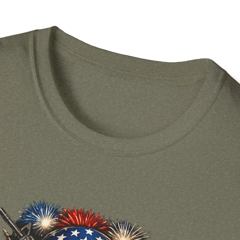 Patriotic Skull Tee "Death Before Defeat" - American Flag Military Graphic T-Shirt