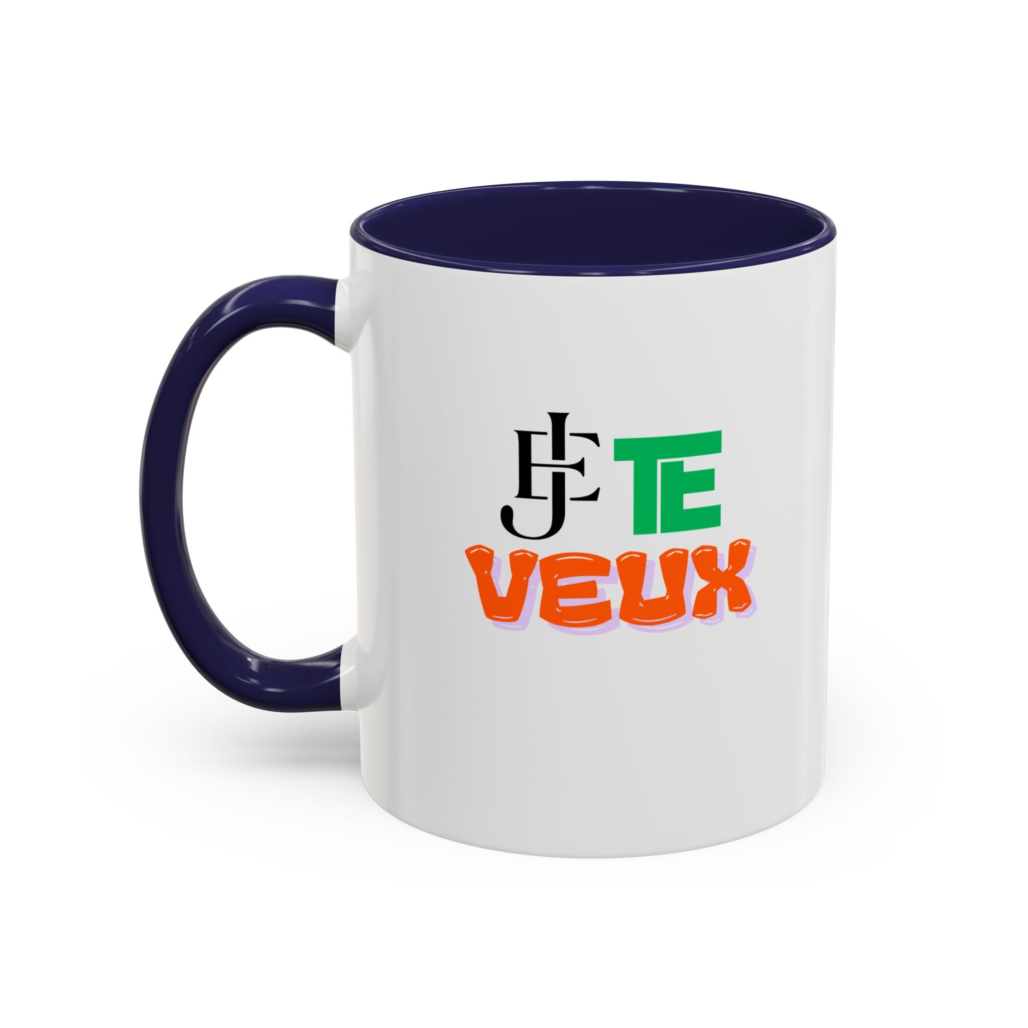 French Phrase Accent Mug — "Je Te Veux" Colorful Ceramic Coffee Mug (11/15oz)