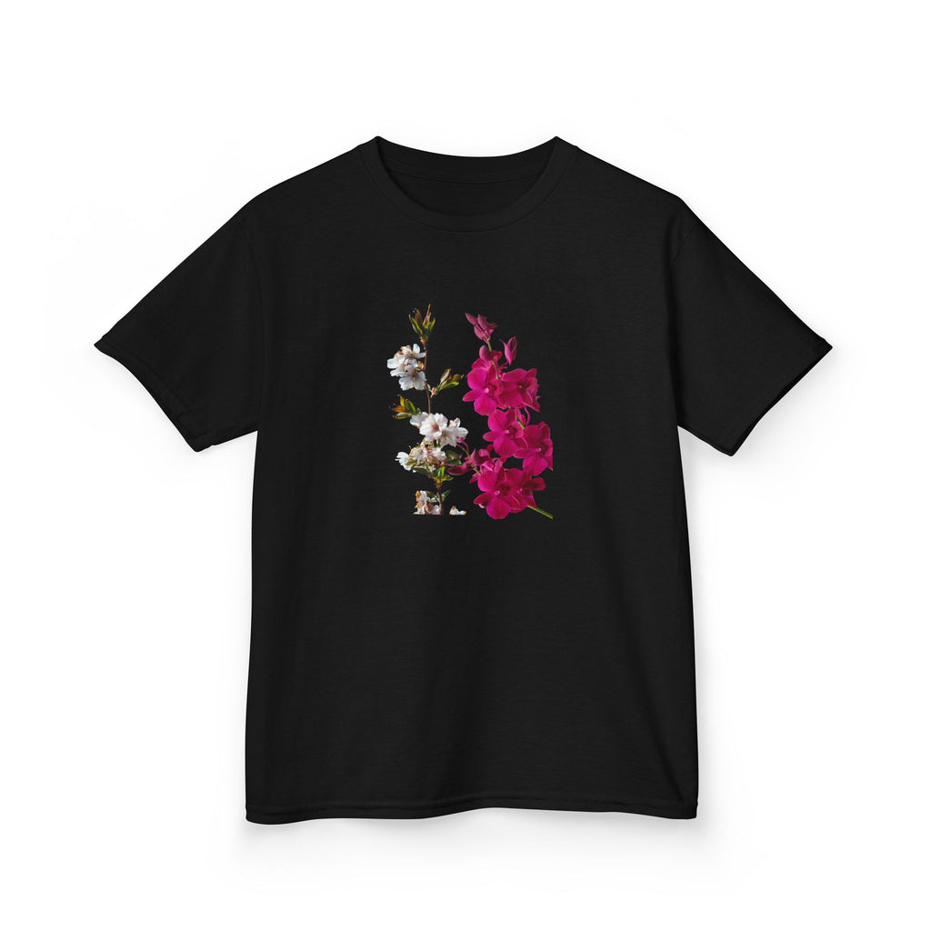 Kids Floral Tee — Pink Bougainvillea Graphic Cotton Shirt