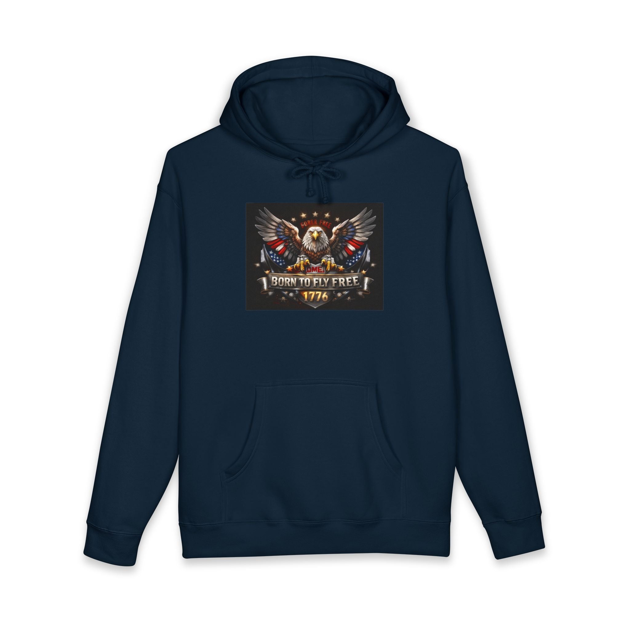 Patriotic Eagle Hoodie - "Born to Be Free 1776" American Flag Sweatshirt