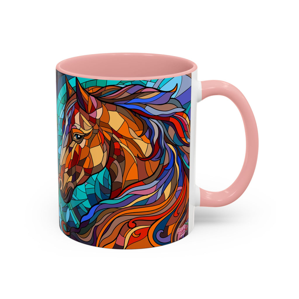 Stained Glass Horse Accent Coffee Mug – Colorful Equine Art (11/15 oz)