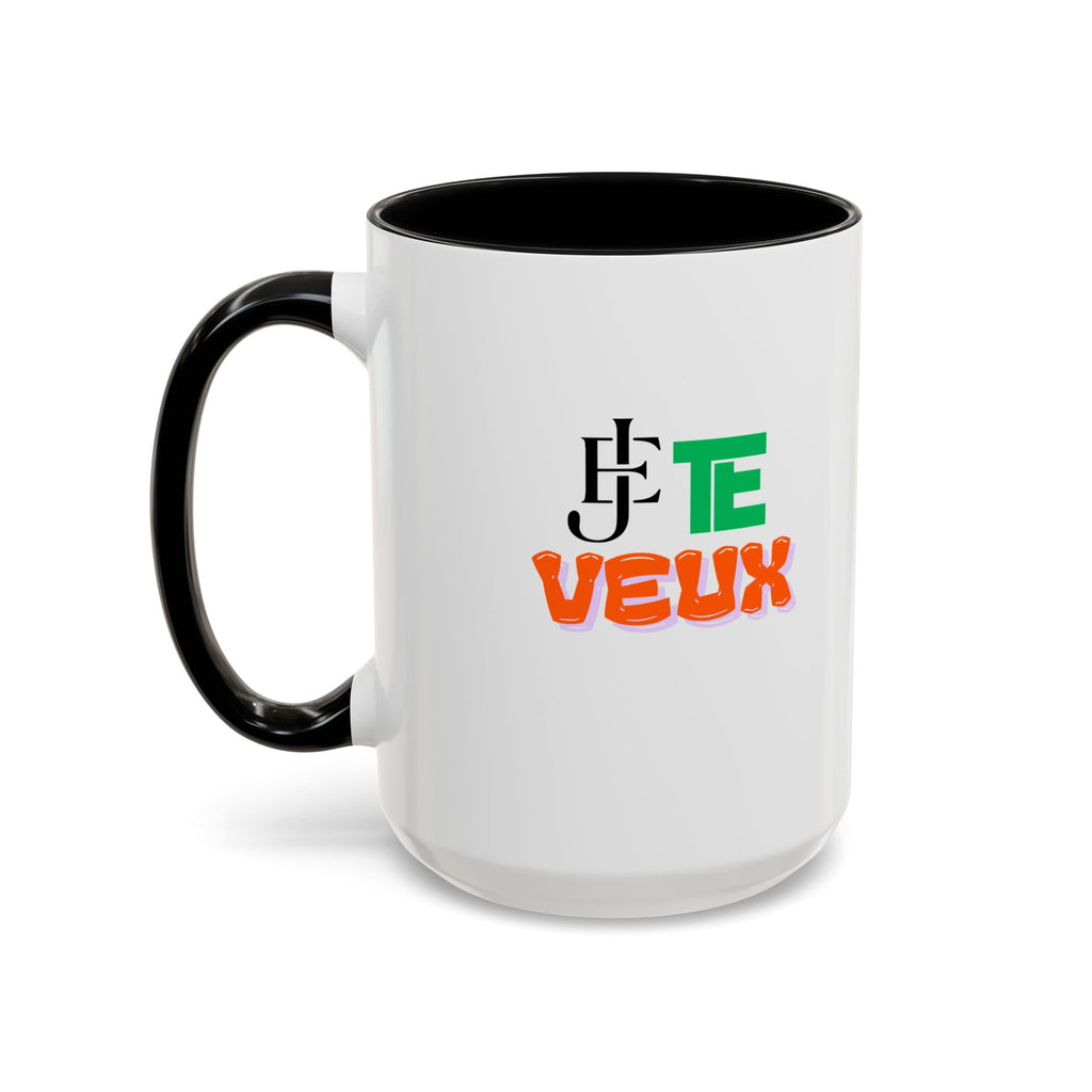 French Phrase Accent Mug — "Je Te Veux" Colorful Ceramic Coffee Mug (11/15oz)