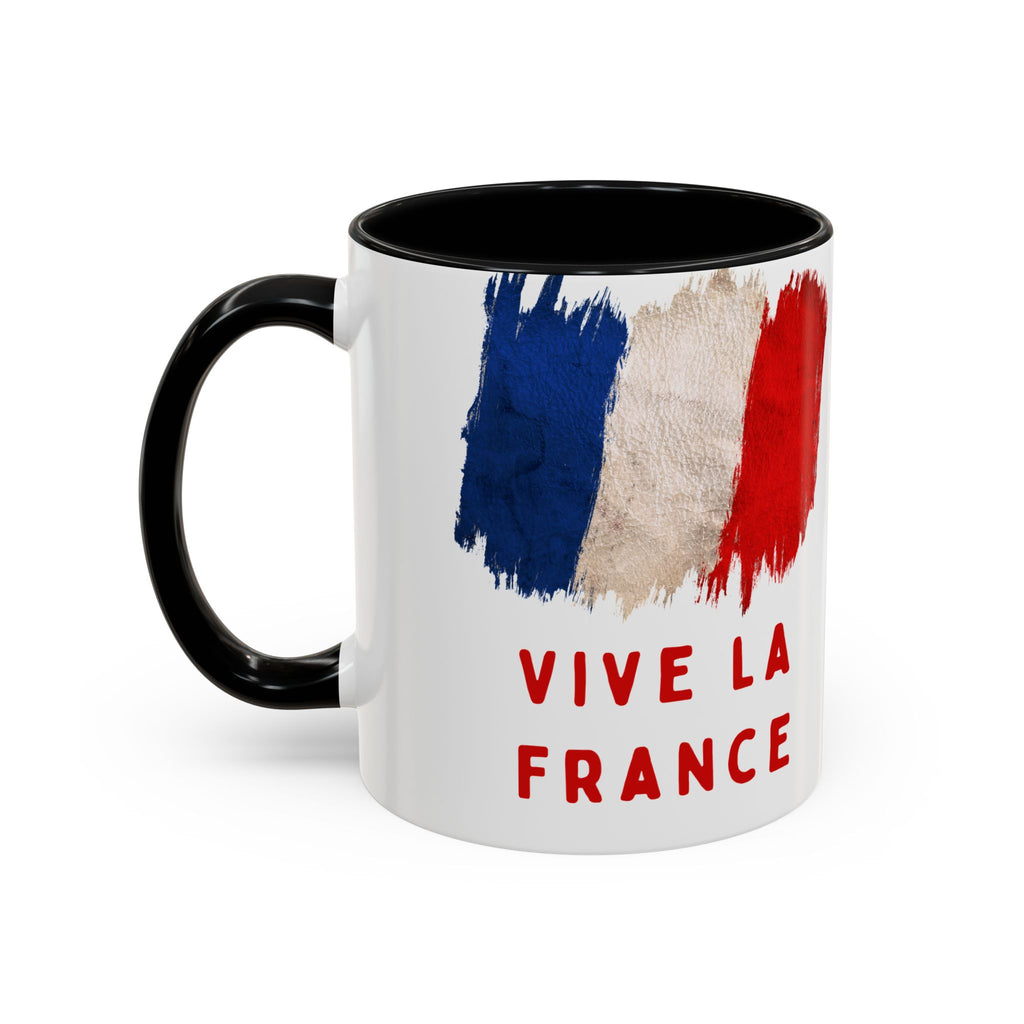 Vive La France Accent Coffee Mug — French Flag Brushstroke 11/15oz