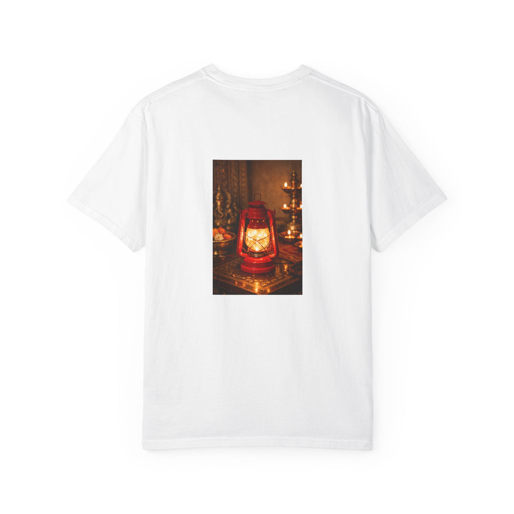 Lantern Altar T-Shirt — Vintage Oil Lantern Prayer Tee