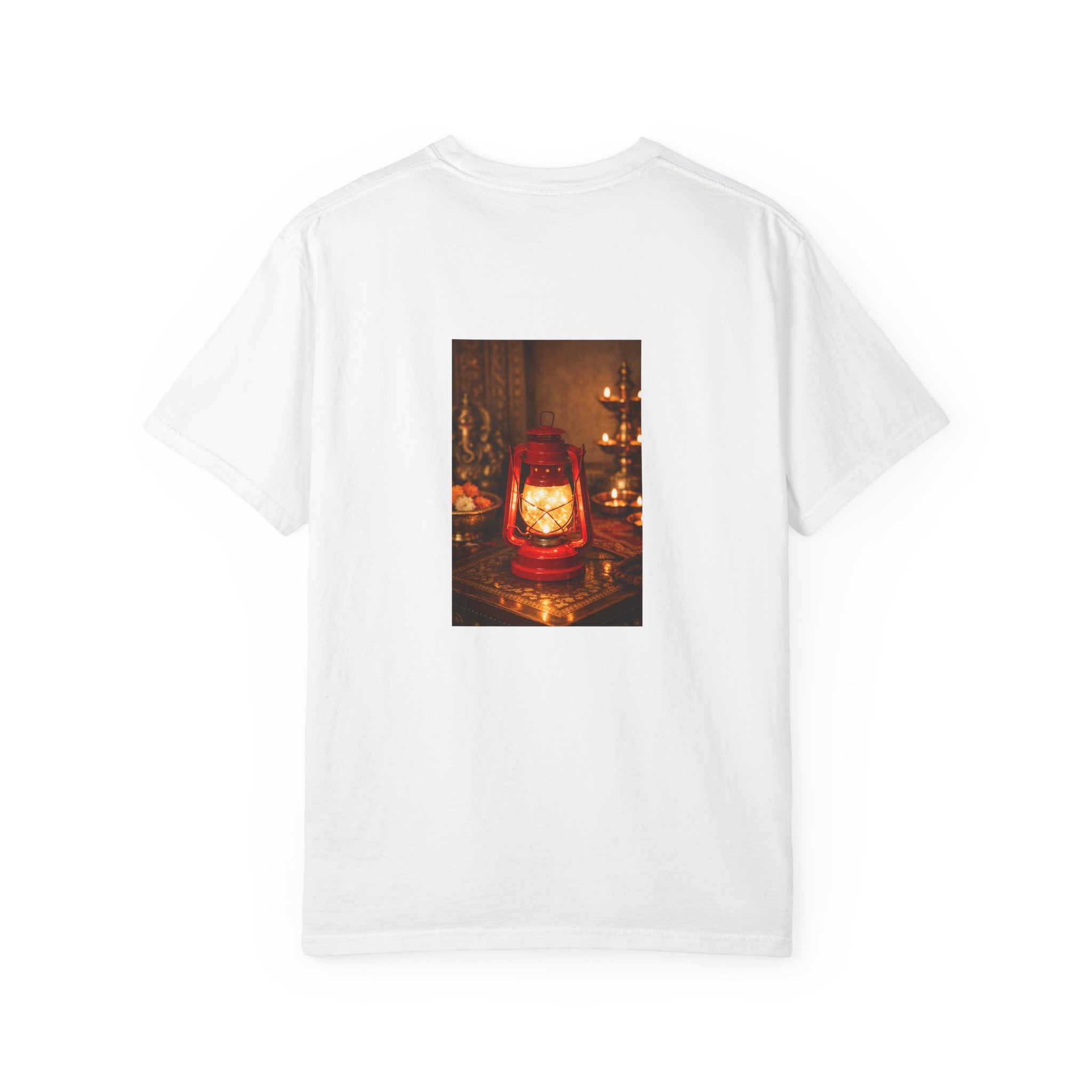 Lantern Altar T-Shirt — Vintage Oil Lantern Prayer Tee