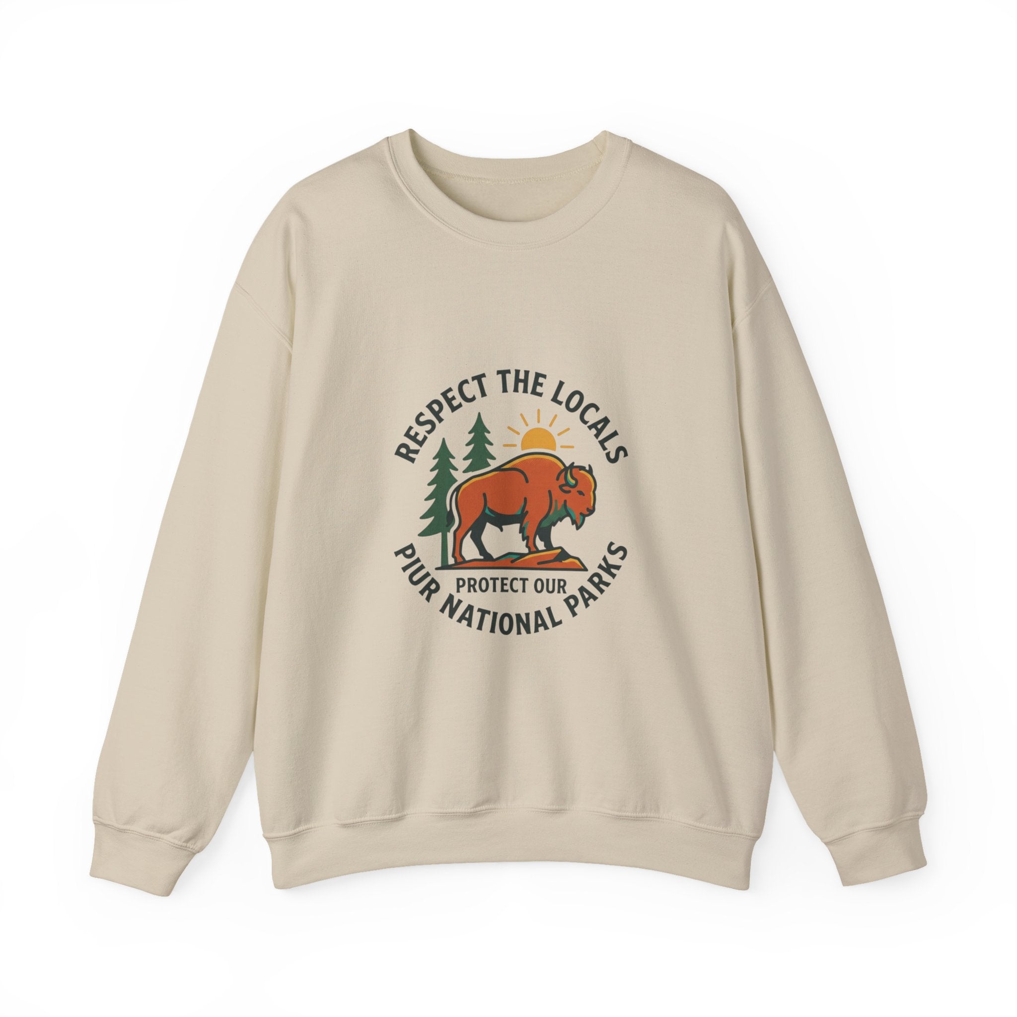 Respect the Locals Buffalo Crewneck Sweatshirt | Protect Our National Parks, hiking