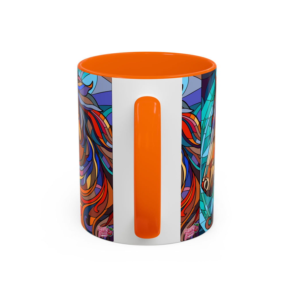 Stained Glass Horse Accent Coffee Mug – Colorful Equine Art (11/15 oz)