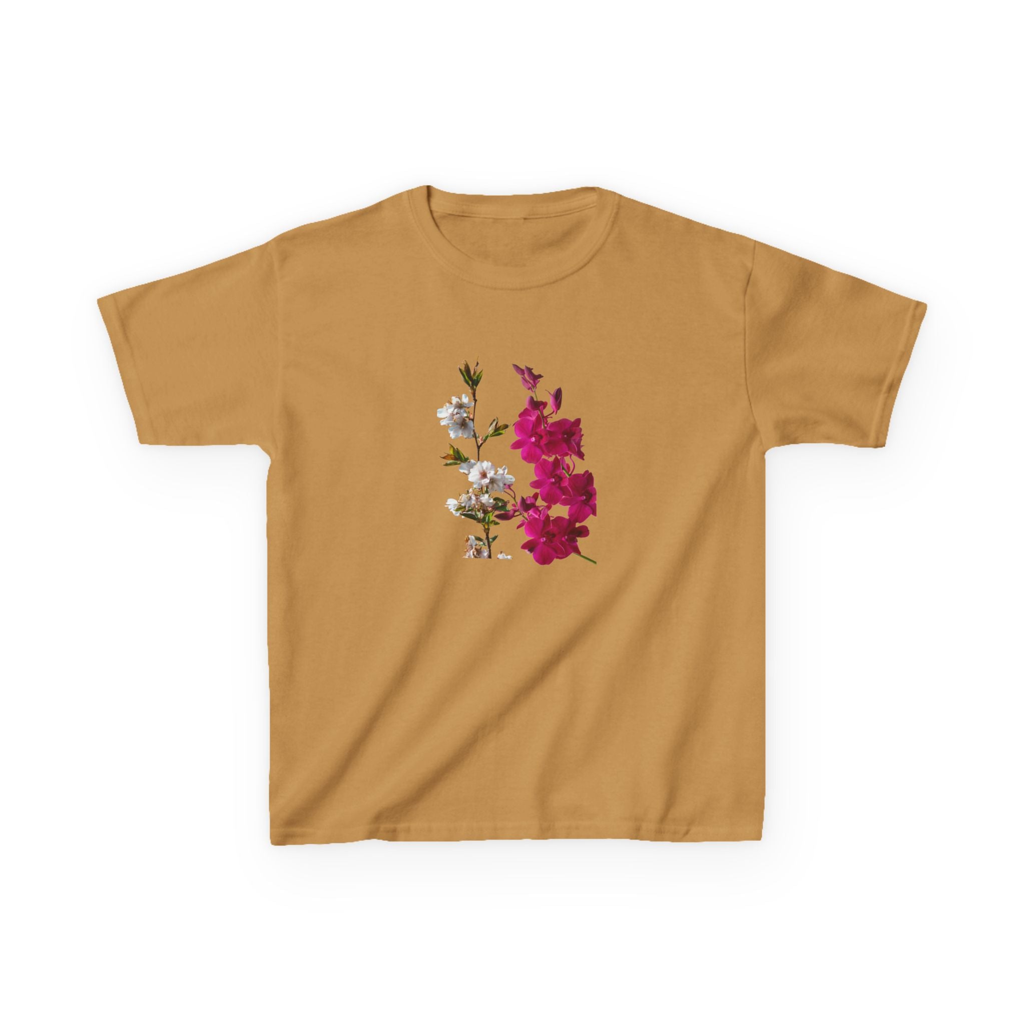 Kids Floral Tee — Pink Bougainvillea Graphic Cotton Shirt