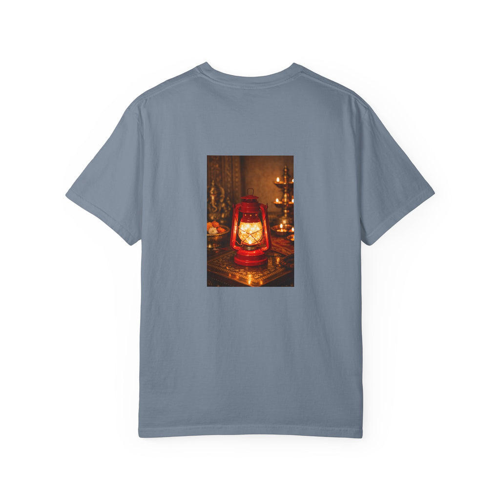 Lantern Altar T-Shirt — Vintage Oil Lantern Prayer Tee