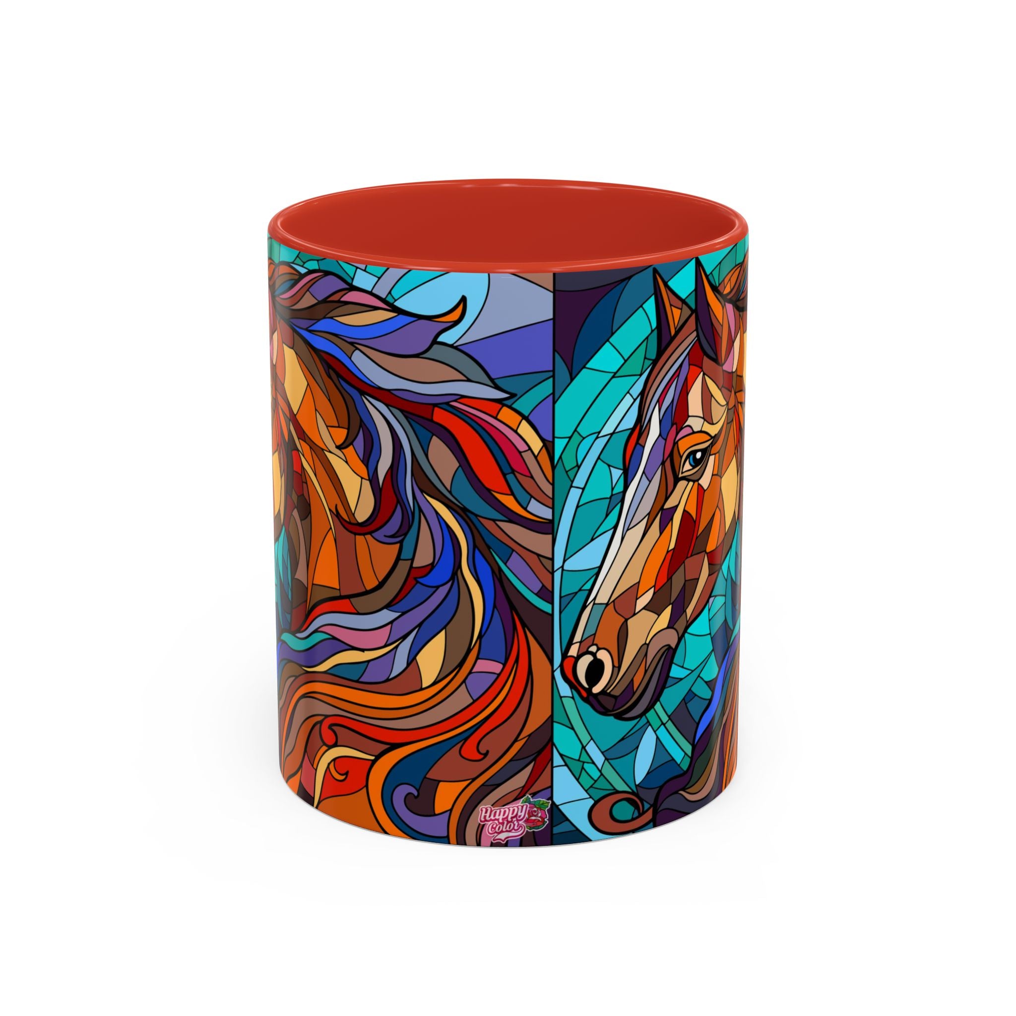 Stained Glass Horse Accent Coffee Mug – Colorful Equine Art (11/15 oz)