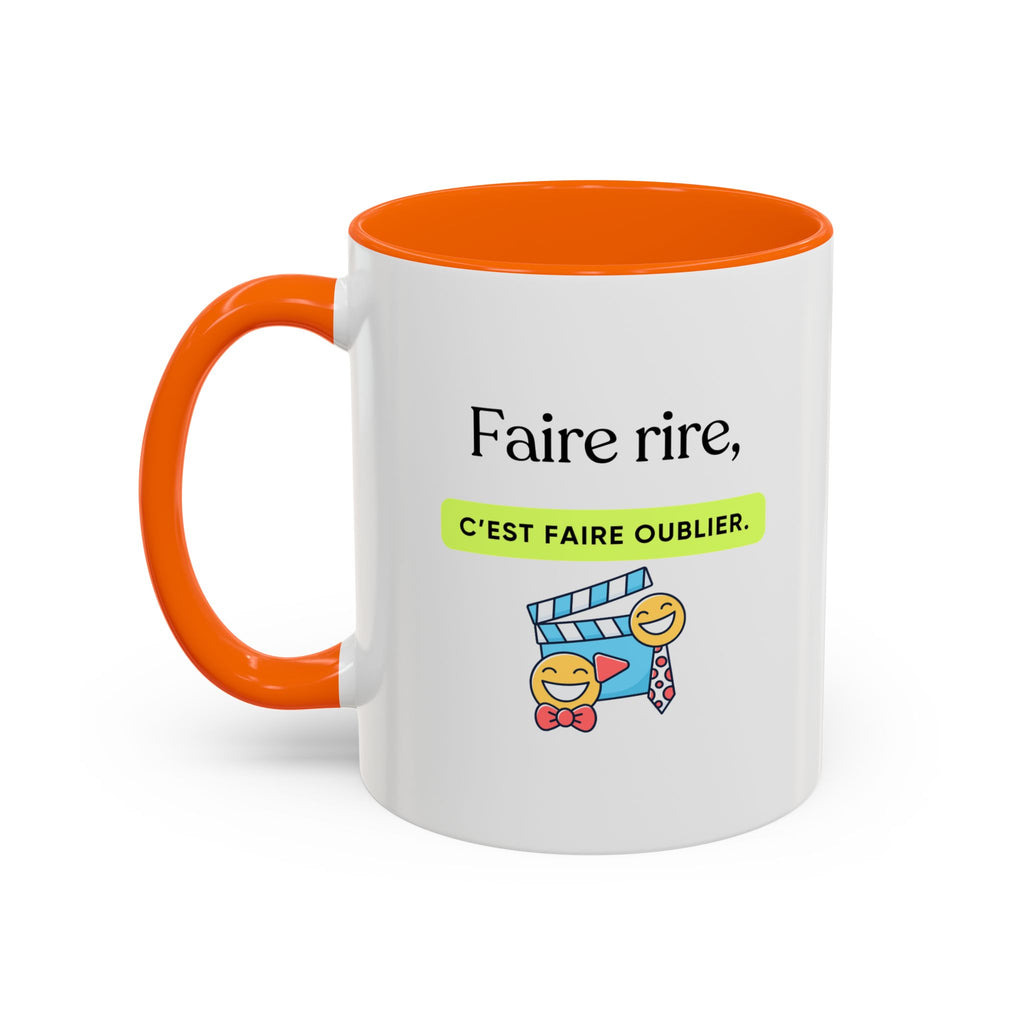 French Quote Accent Coffee Mug — "Faire rire, c'est faire oublier." (11/15oz)