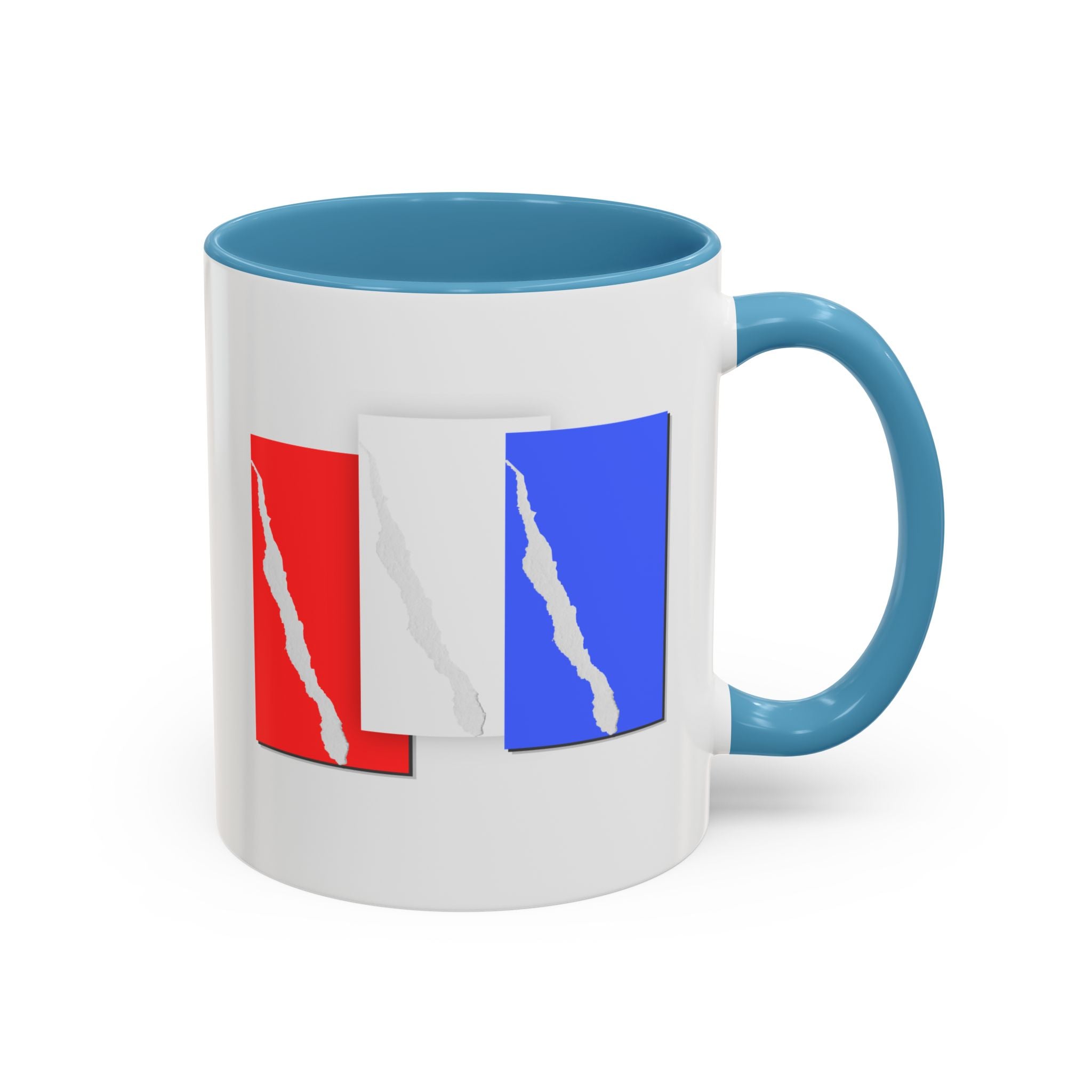 Accent Coffee Mug — Red, White & Blue Abstract Stripe Design (11/15oz)