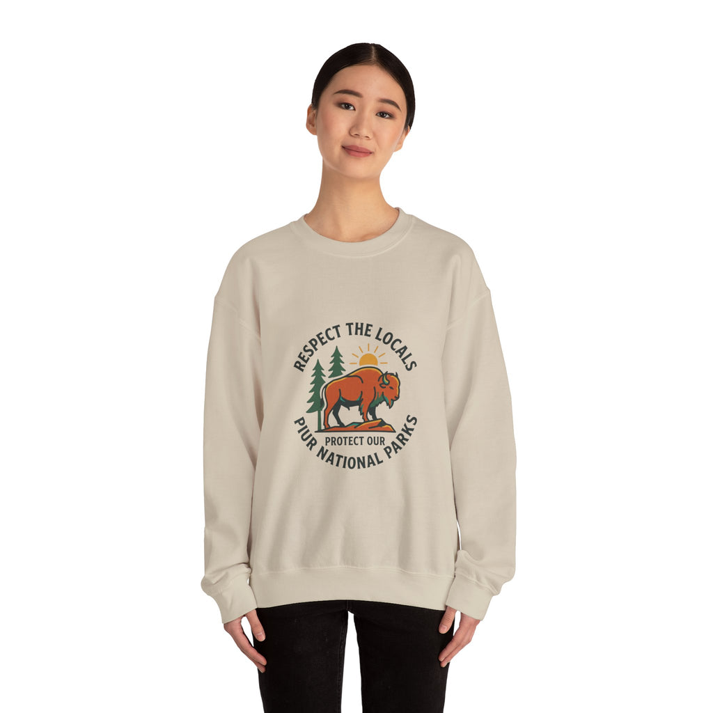 Respect the Locals Buffalo Crewneck Sweatshirt | Protect Our National Parks, hiking
