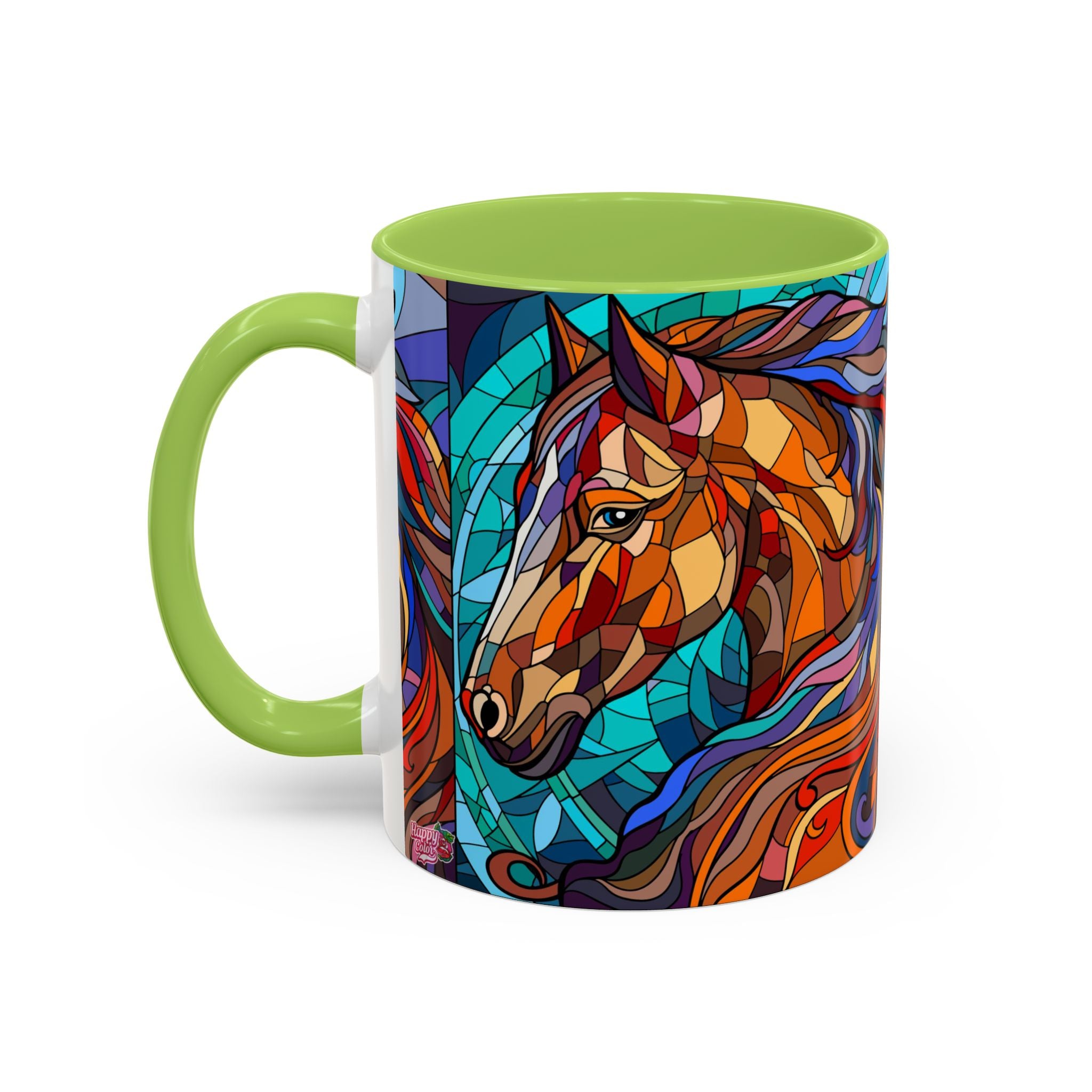 Stained Glass Horse Accent Coffee Mug – Colorful Equine Art (11/15 oz)