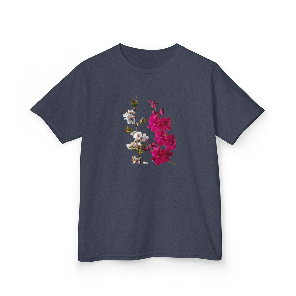 Kids Floral Tee — Pink Bougainvillea Graphic Cotton Shirt
