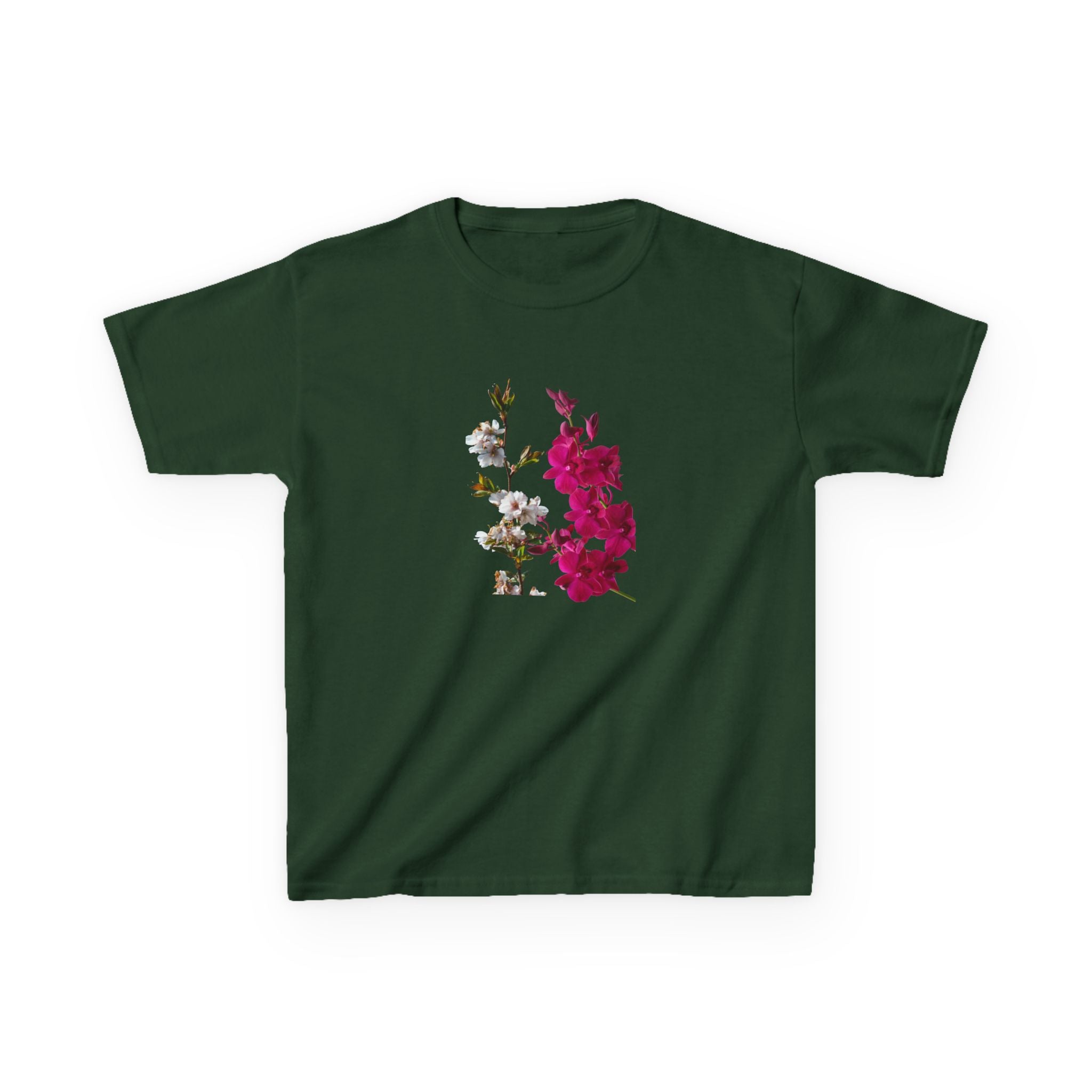Kids Floral Tee — Pink Bougainvillea Graphic Cotton Shirt