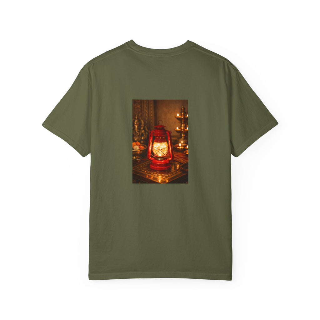 Lantern Altar T-Shirt — Vintage Oil Lantern Prayer Tee