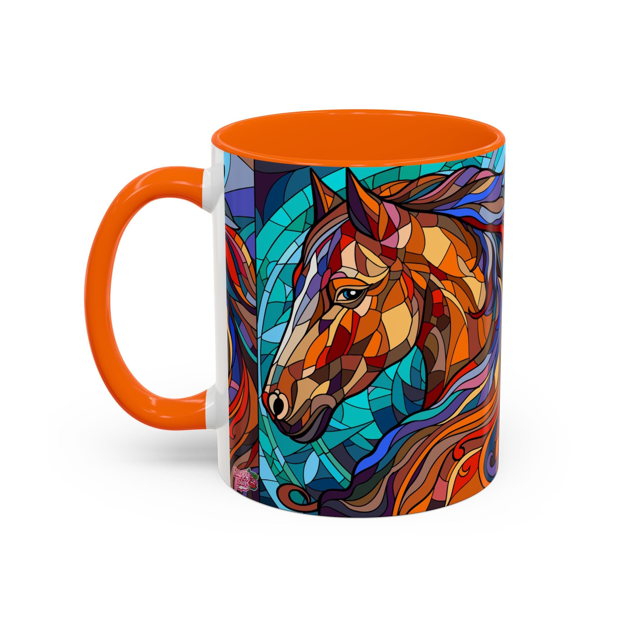 Stained Glass Horse Accent Coffee Mug – Colorful Equine Art (11/15 oz)