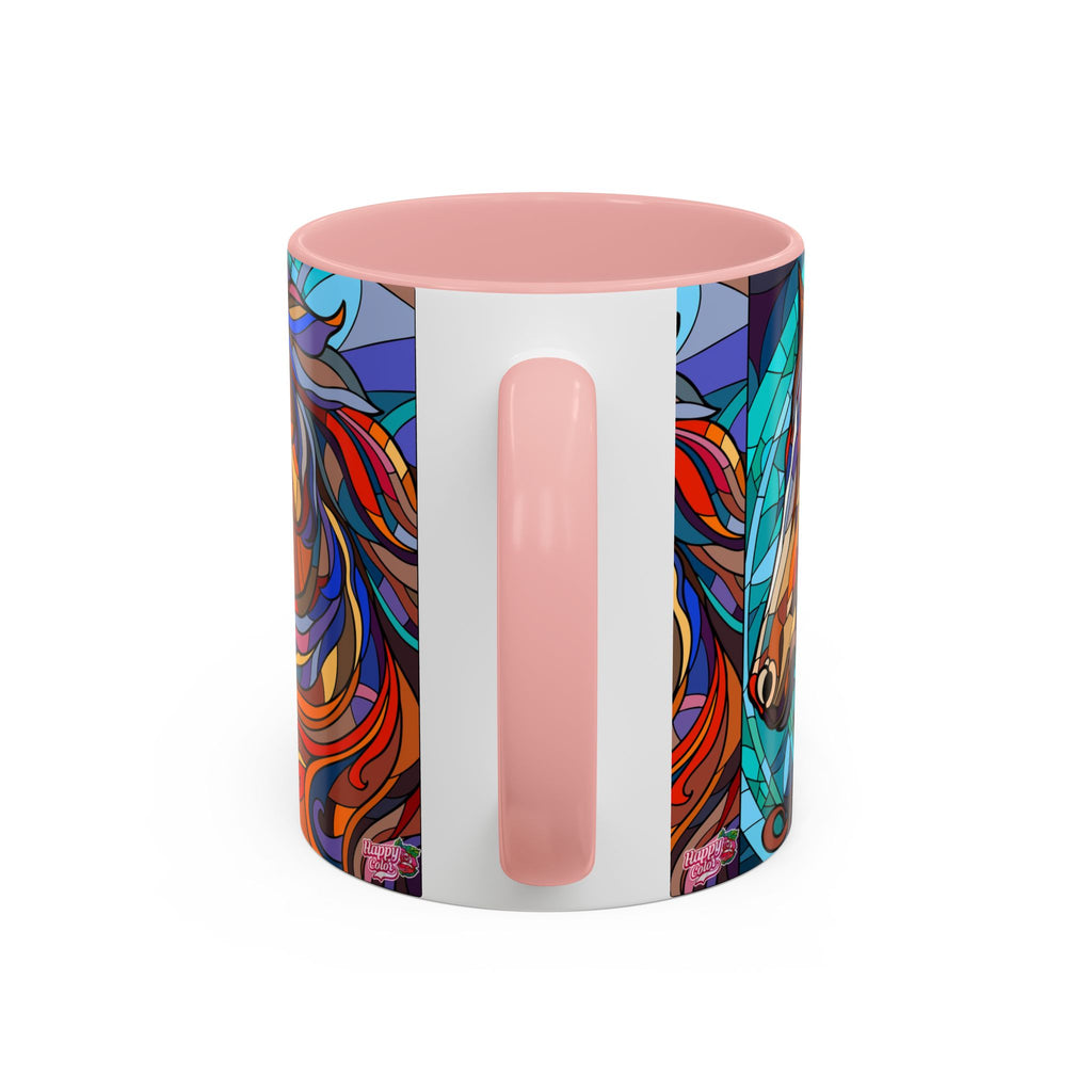Stained Glass Horse Accent Coffee Mug – Colorful Equine Art (11/15 oz)