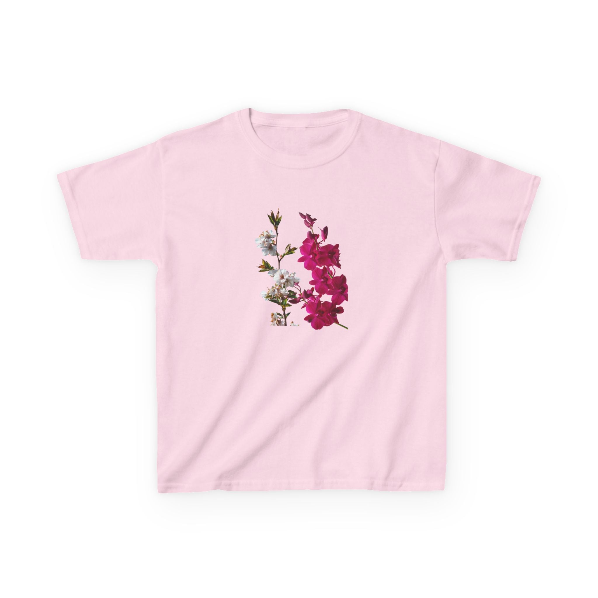 Kids Floral Tee — Pink Bougainvillea Graphic Cotton Shirt