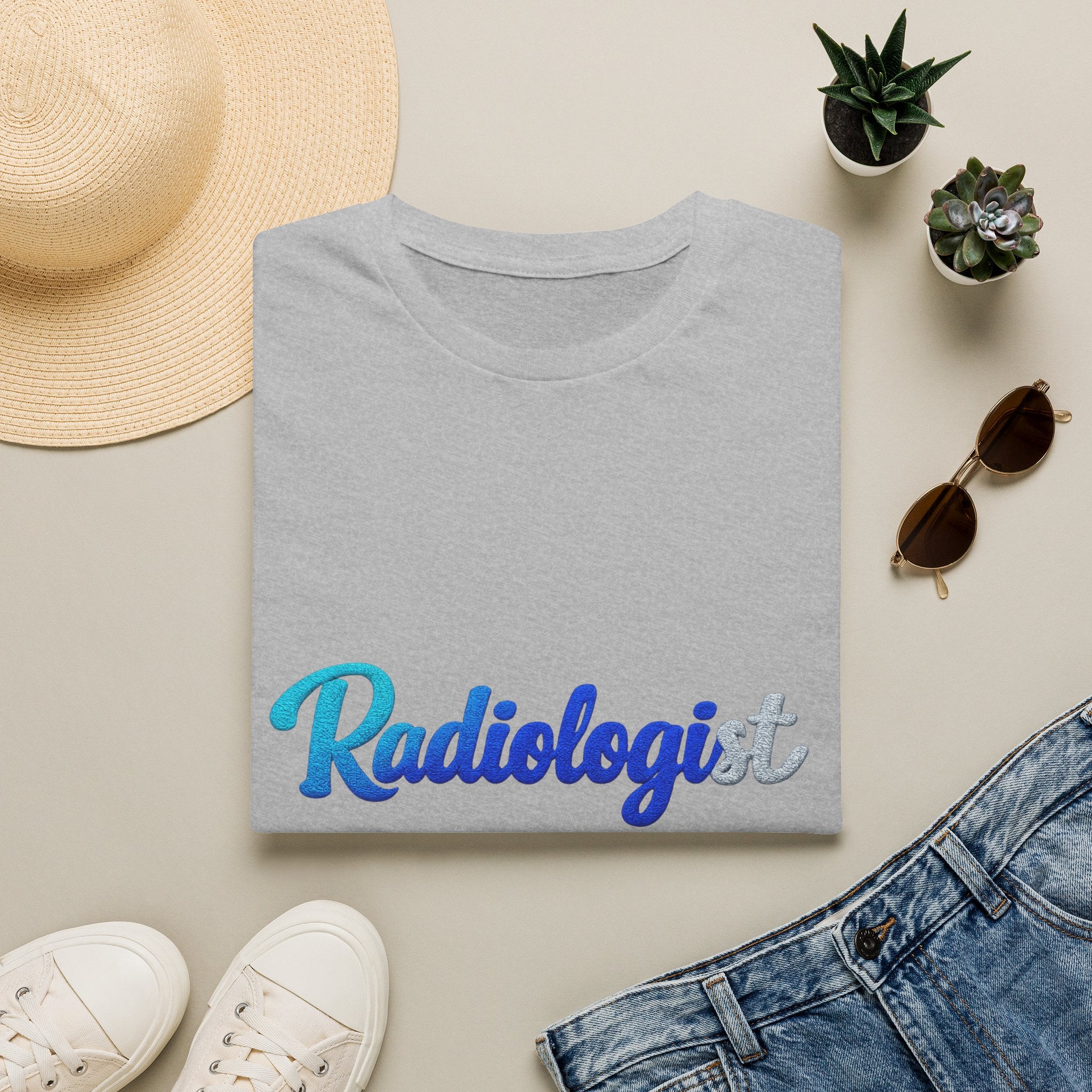 Radiologist Script T-Shirt — Gradient Blue Medical Tech Tee