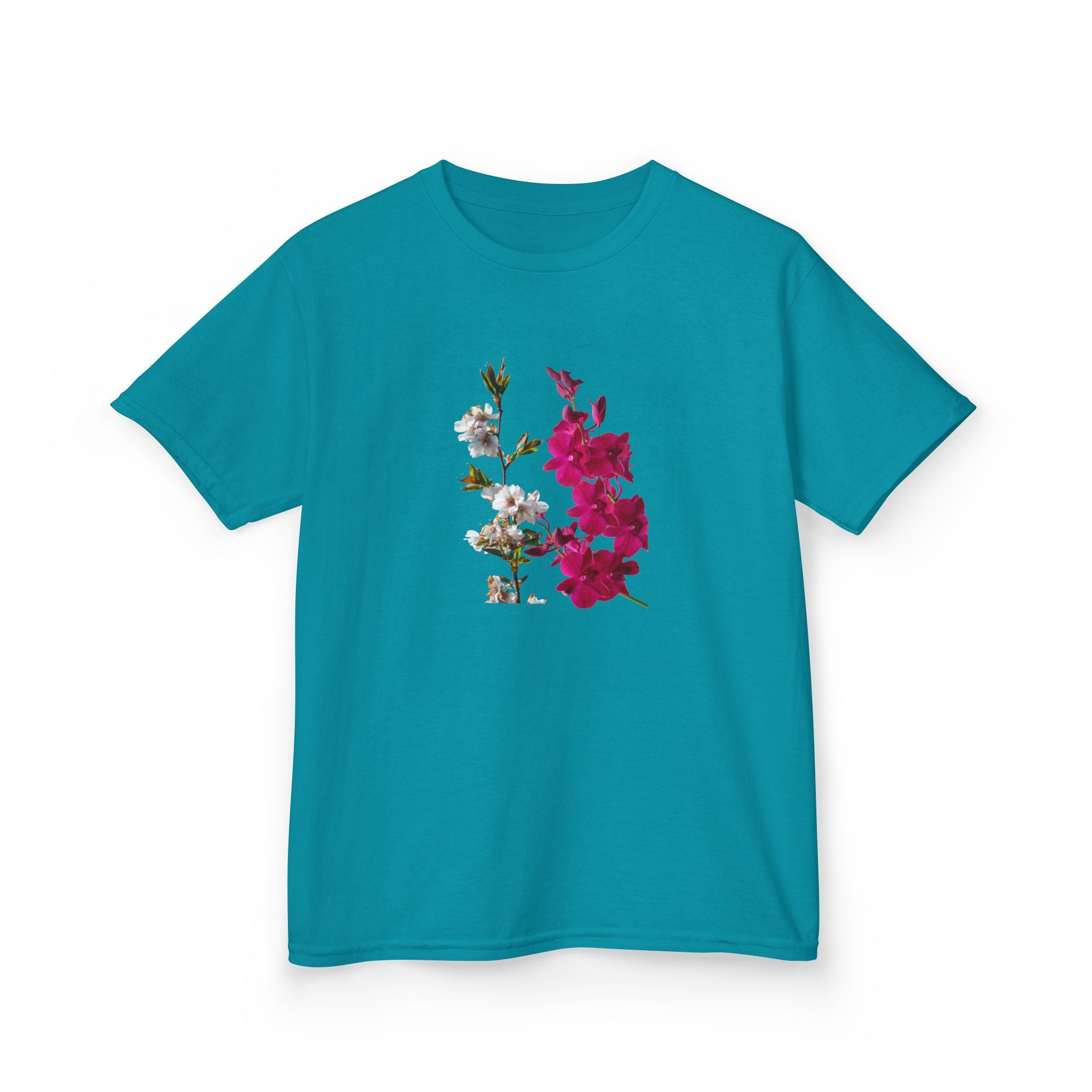 Kids Floral Tee — Pink Bougainvillea Graphic Cotton Shirt