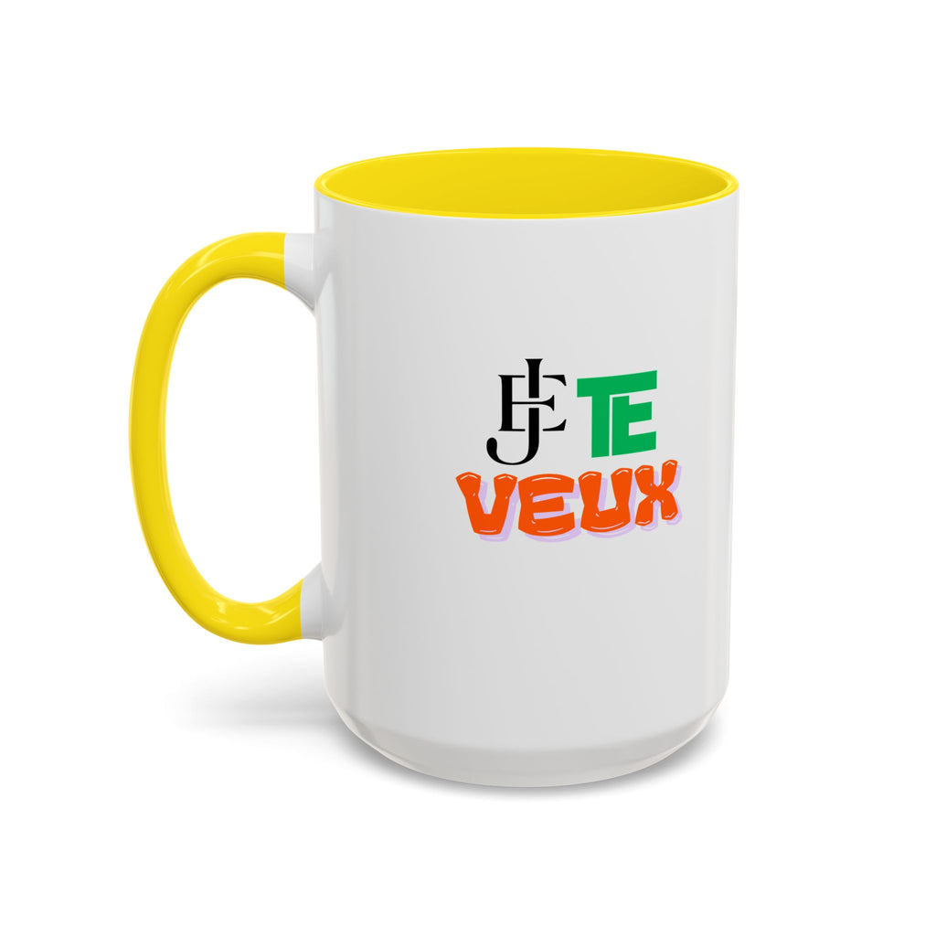French Phrase Accent Mug — "Je Te Veux" Colorful Ceramic Coffee Mug (11/15oz)