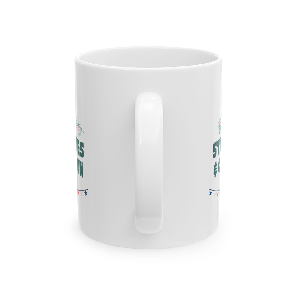 Ceramic Mug - "Stars, Stripes & Celebration" Patriotic 11oz/15oz Coffee Cup