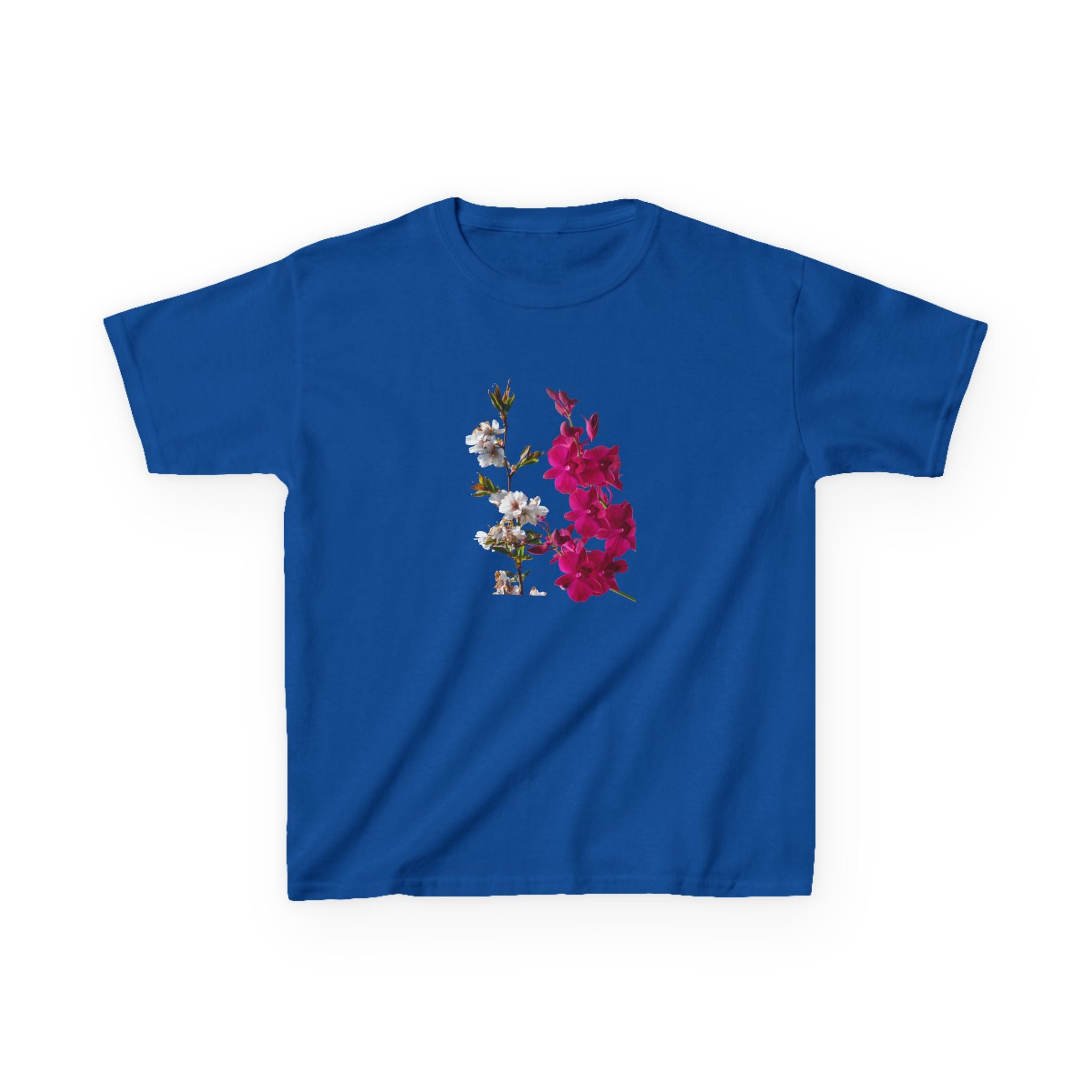 Kids Floral Tee — Pink Bougainvillea Graphic Cotton Shirt