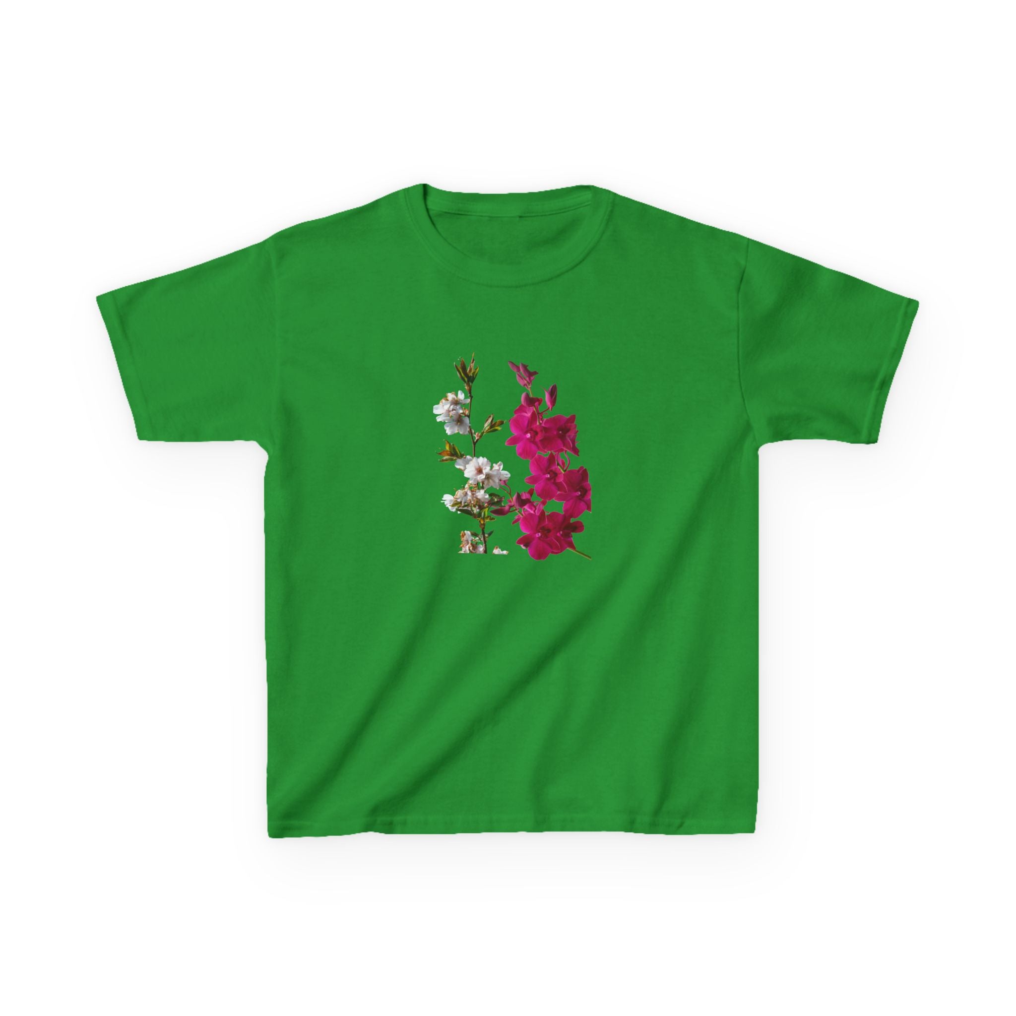 Kids Floral Tee — Pink Bougainvillea Graphic Cotton Shirt