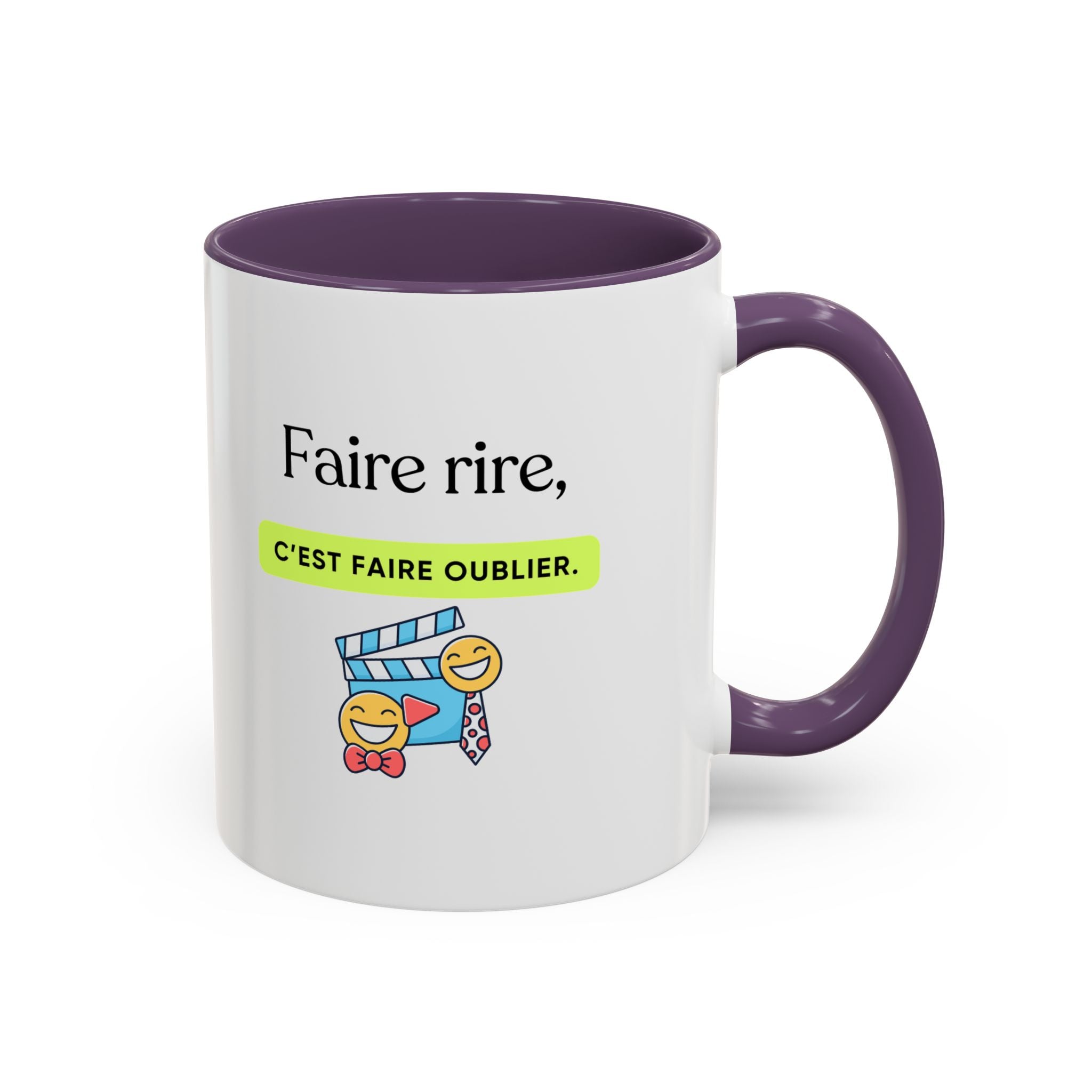 French Quote Accent Coffee Mug — "Faire rire, c'est faire oublier." (11/15oz)