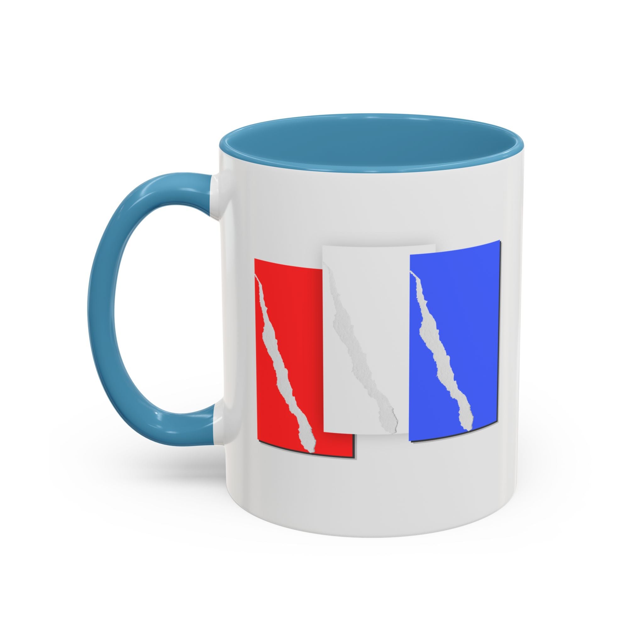 Accent Coffee Mug — Red, White & Blue Abstract Stripe Design (11/15oz)