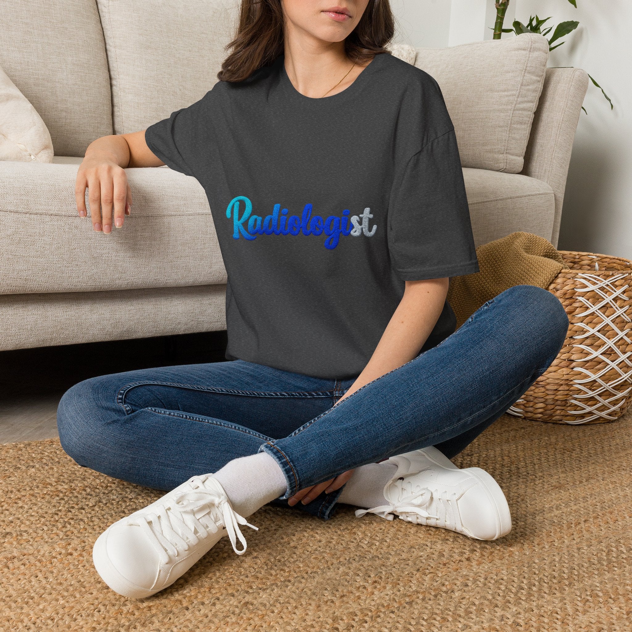 Radiologist Script T-Shirt — Gradient Blue Medical Tech Tee