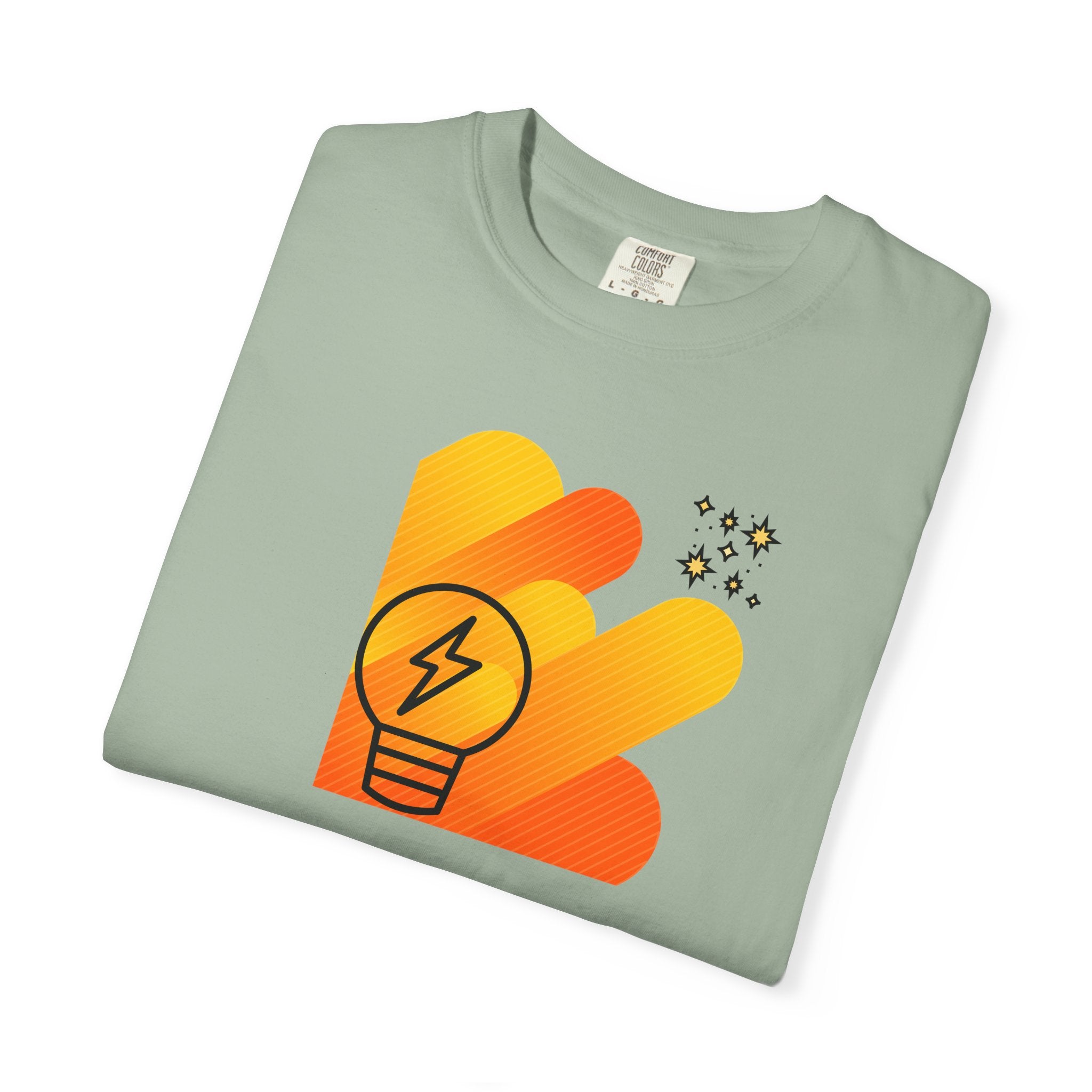Idea Spark T-Shirt — Retro Orange Lightbulb Graphic Tee