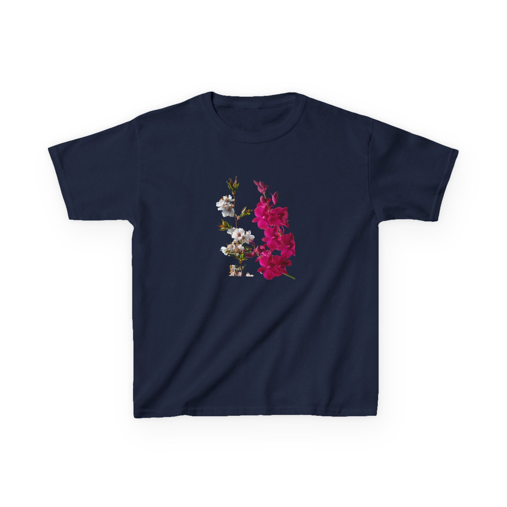 Kids Floral Tee — Pink Bougainvillea Graphic Cotton Shirt
