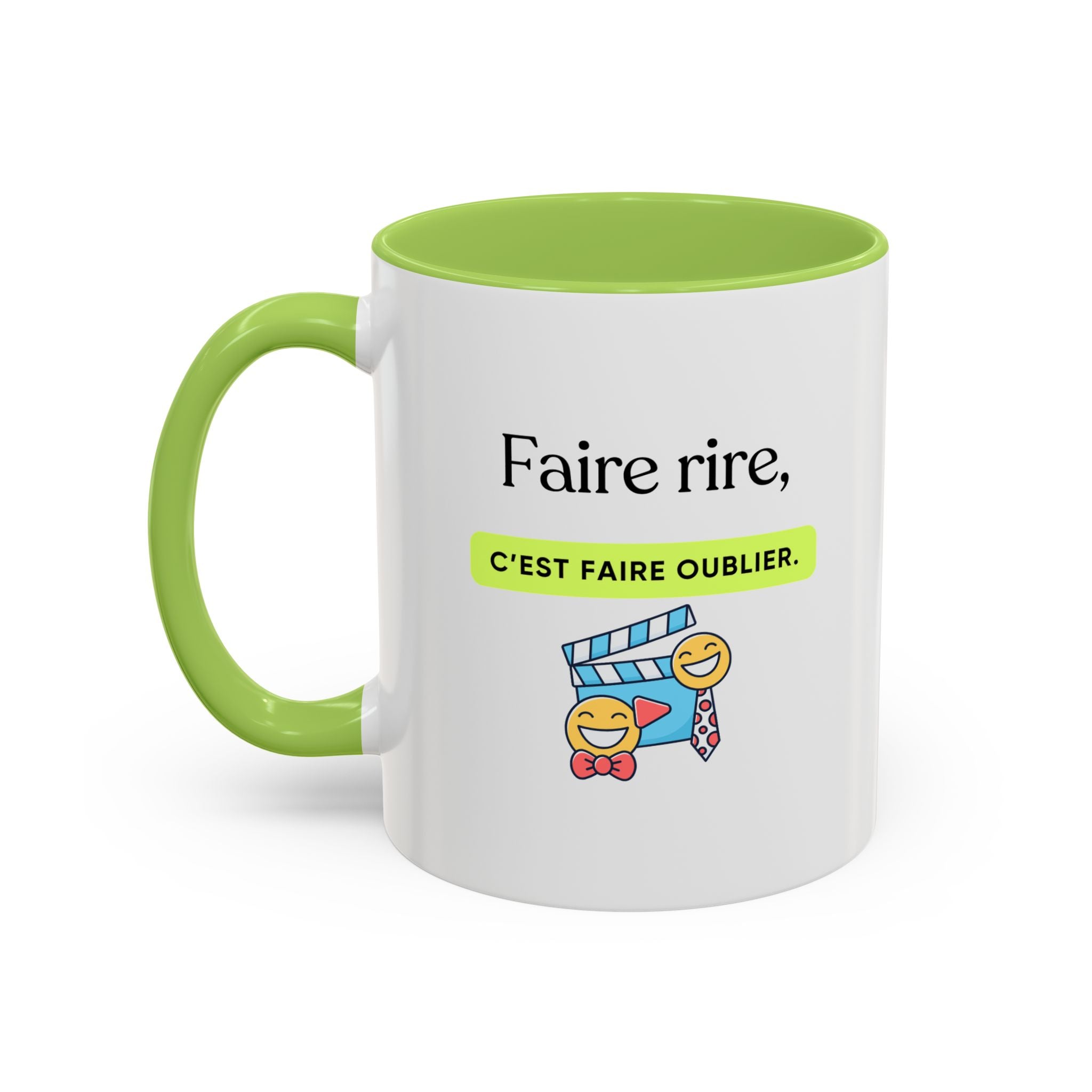 French Quote Accent Coffee Mug — "Faire rire, c'est faire oublier." (11/15oz)