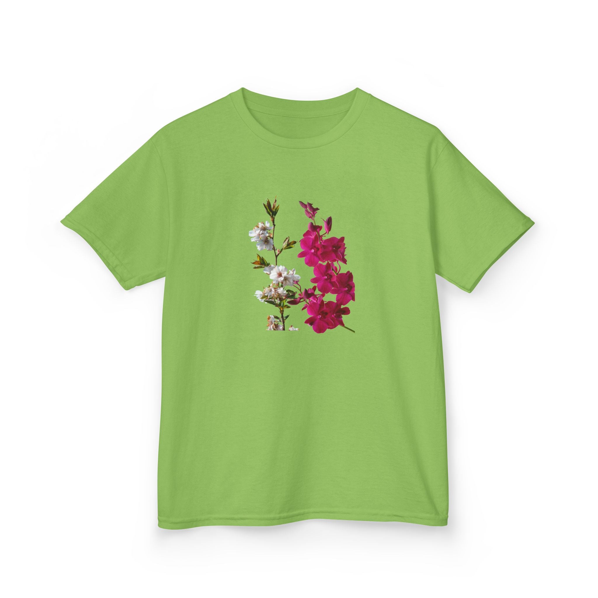 Kids Floral Tee — Pink Bougainvillea Graphic Cotton Shirt