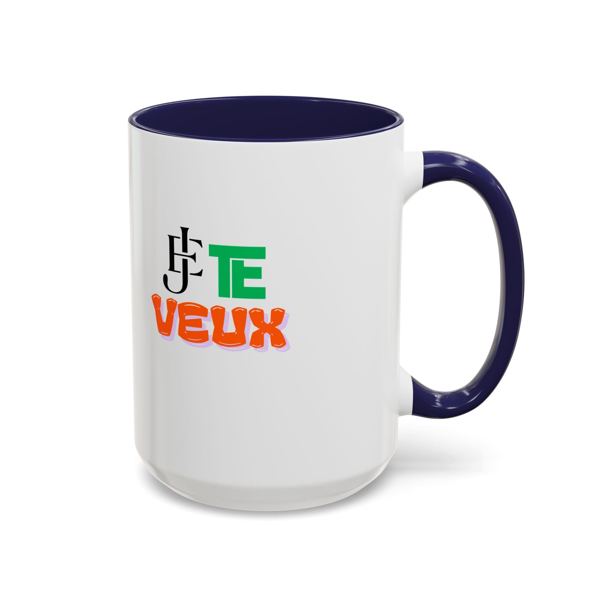 French Phrase Accent Mug — "Je Te Veux" Colorful Ceramic Coffee Mug (11/15oz)