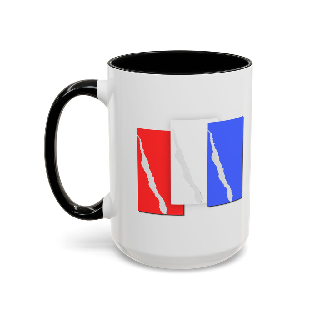 Accent Coffee Mug — Red, White & Blue Abstract Stripe Design (11/15oz)