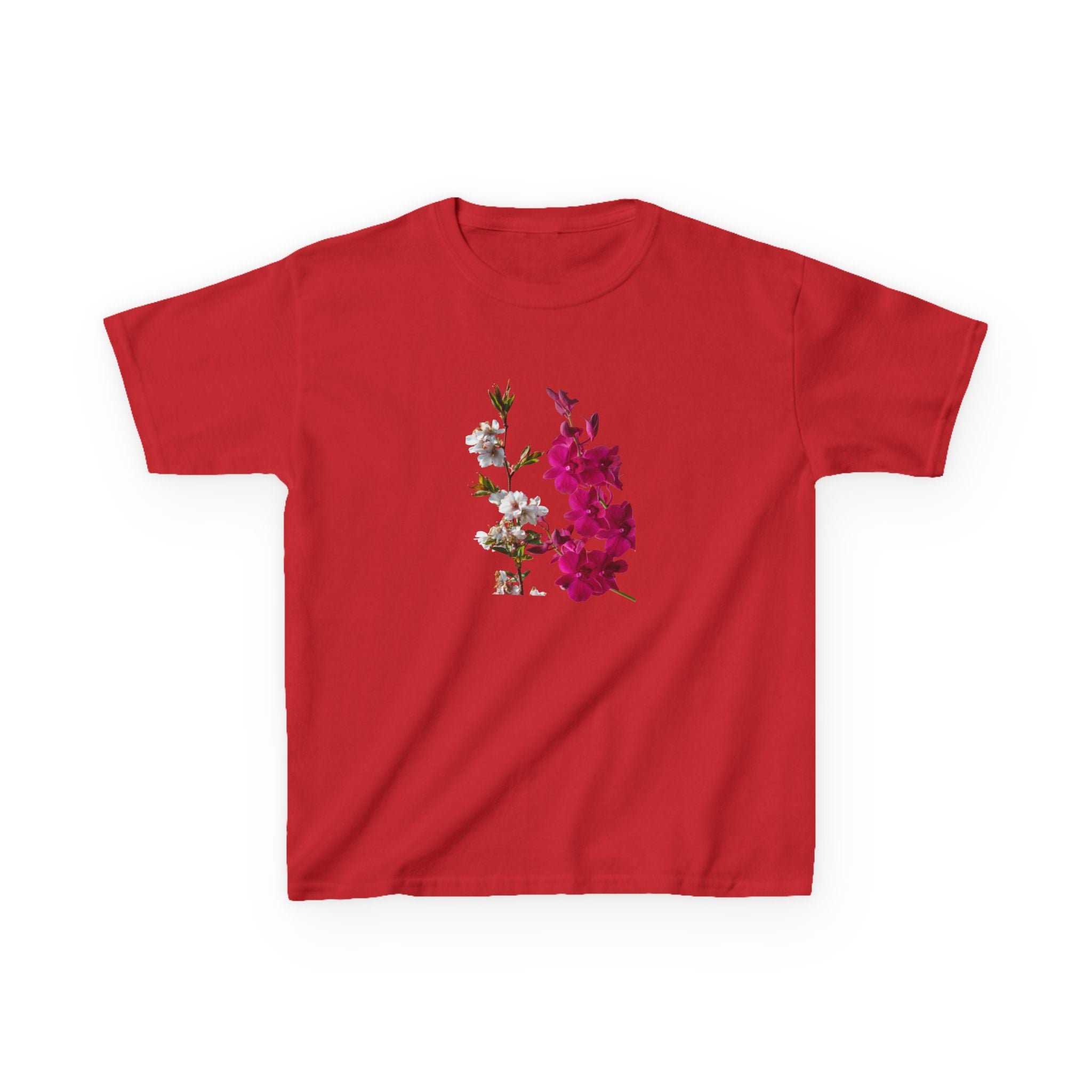 Kids Floral Tee — Pink Bougainvillea Graphic Cotton Shirt