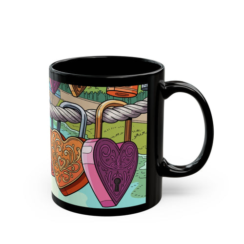 Heart Lock Love Mug — Romantic Padlock Design Coffee Cup (11oz/15oz)