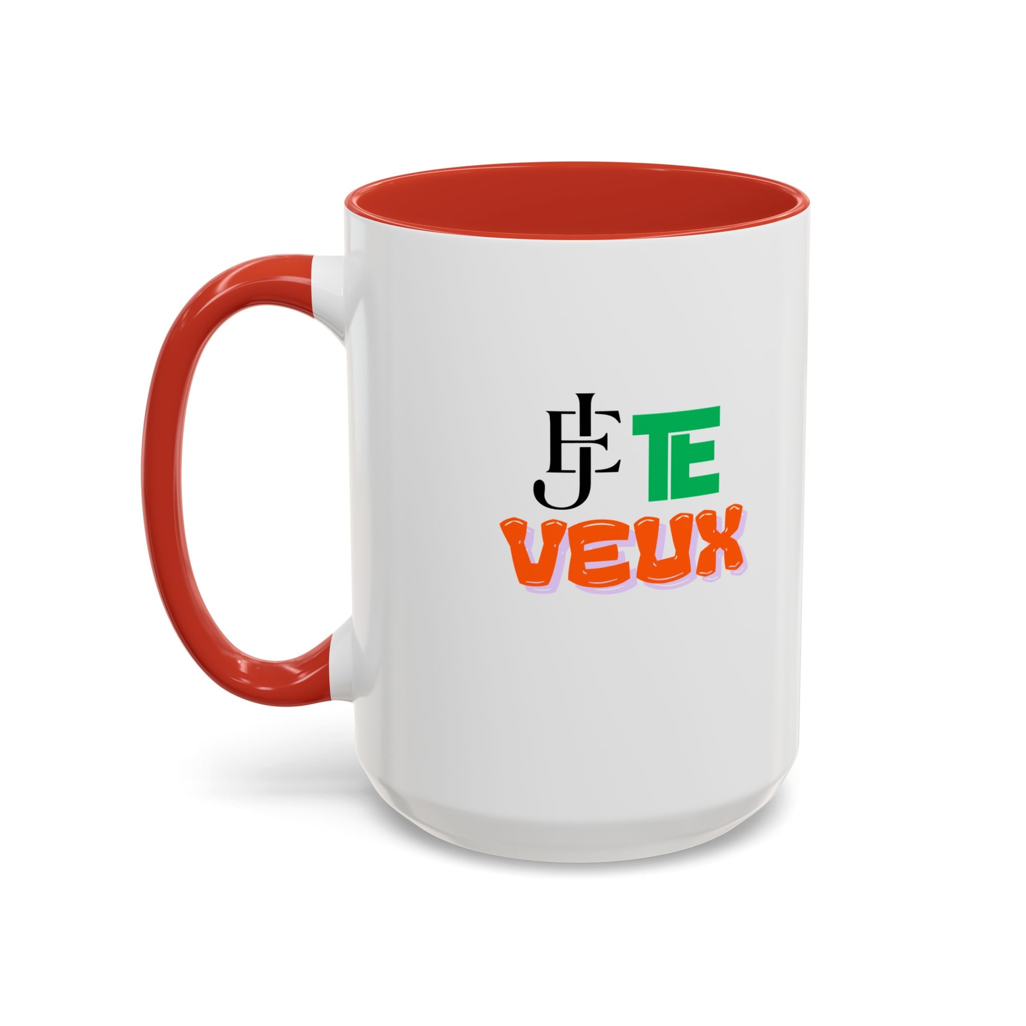 French Phrase Accent Mug — "Je Te Veux" Colorful Ceramic Coffee Mug (11/15oz)