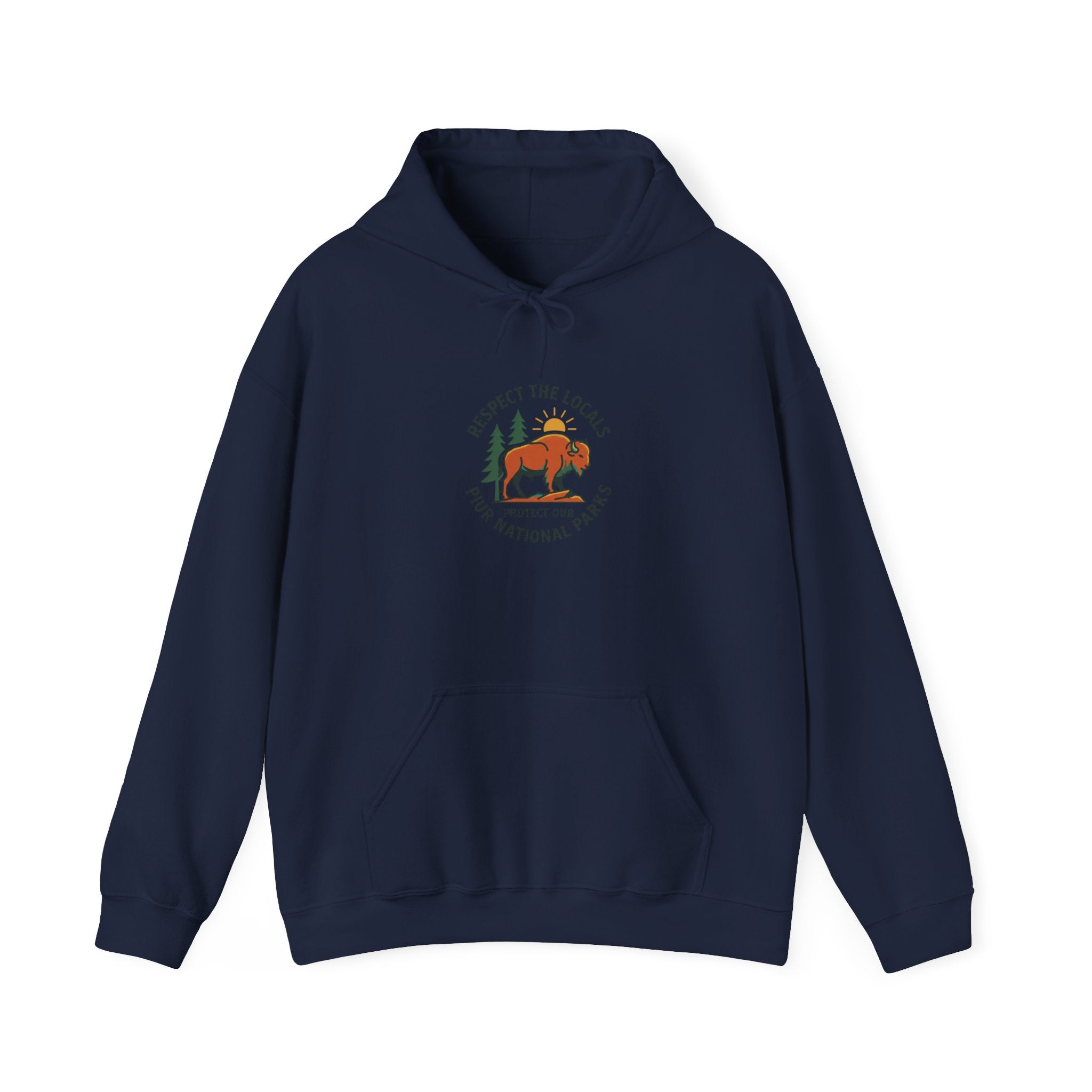 Respect the Locals bison badge Hoodie | Protect Our Parks, national parks, leave no trace