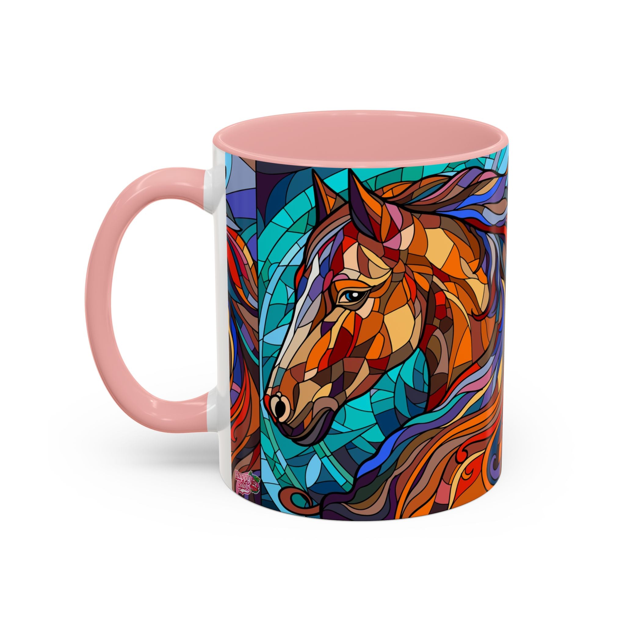 Stained Glass Horse Accent Coffee Mug – Colorful Equine Art (11/15 oz)
