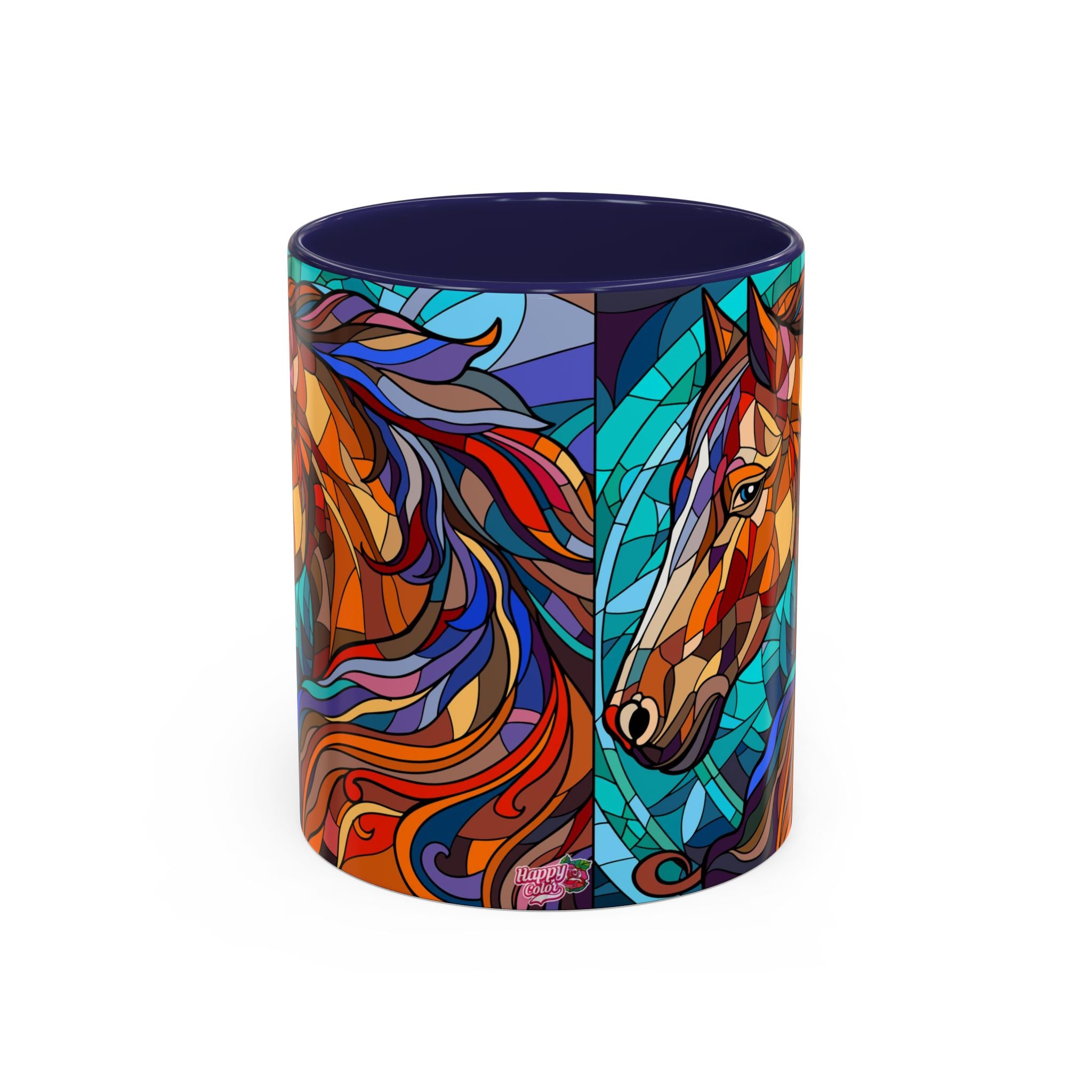 Stained Glass Horse Accent Coffee Mug – Colorful Equine Art (11/15 oz)