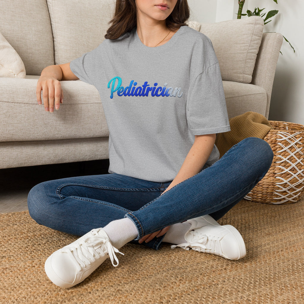 Pediatrician Script Tee — Blue Gradient Pediatric Doctor Shirt