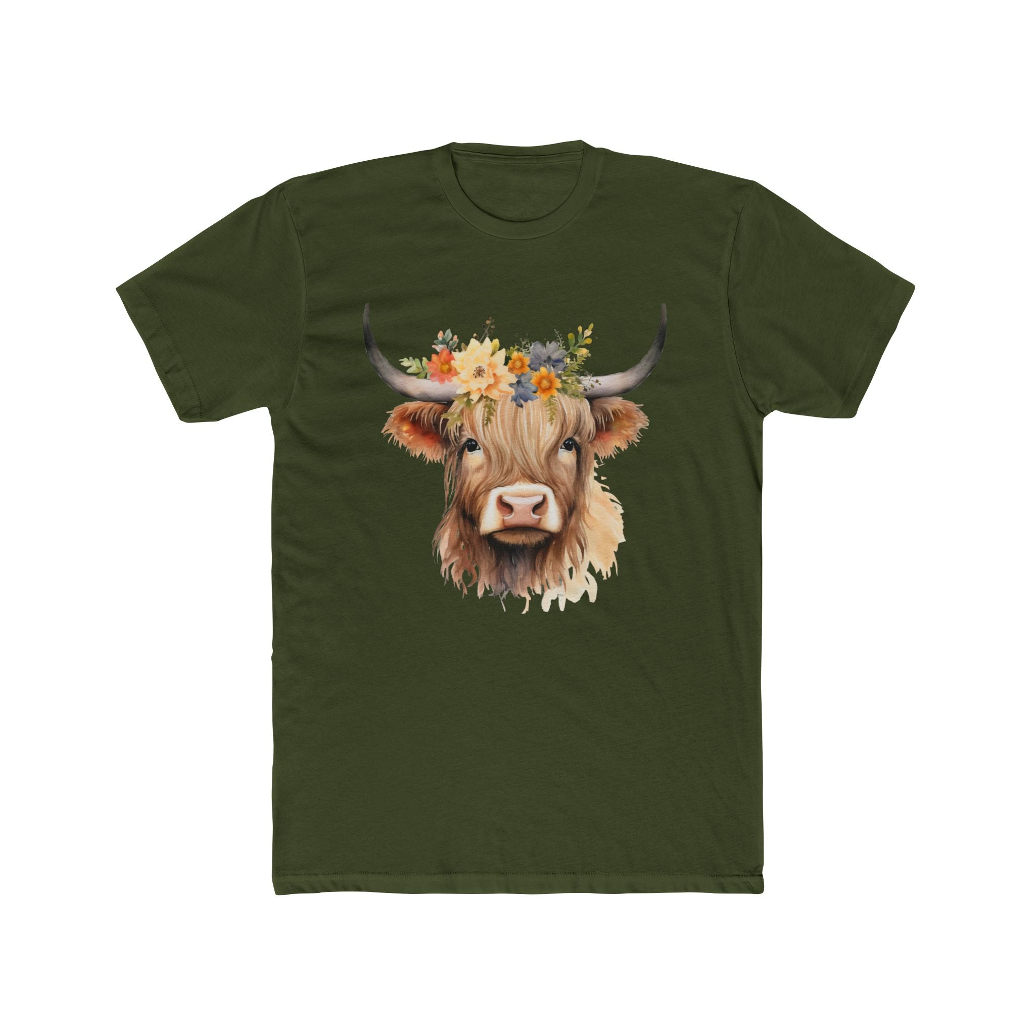 Fearlesss Highland Cow - Watercolor Floral Art