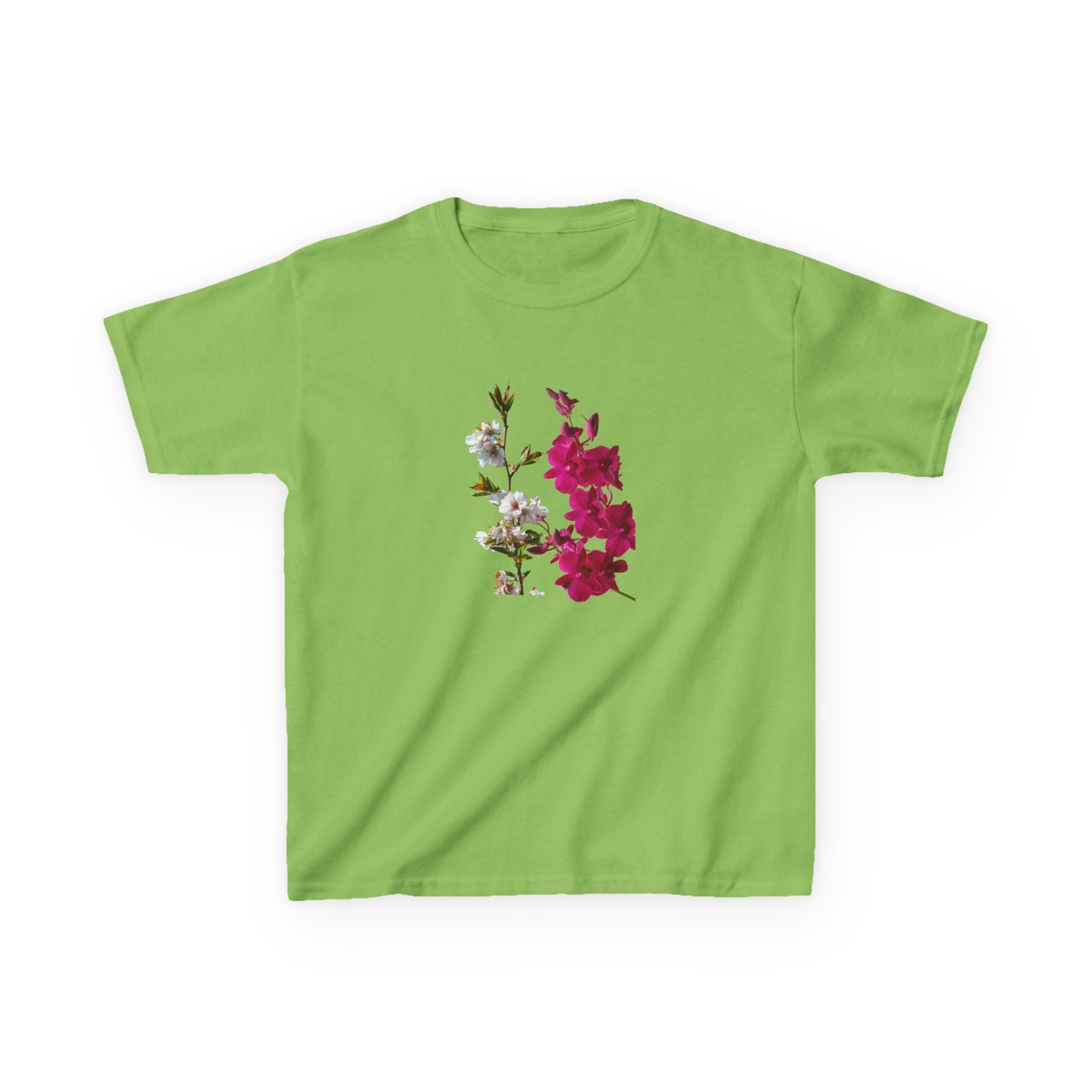 Kids Floral Tee — Pink Bougainvillea Graphic Cotton Shirt