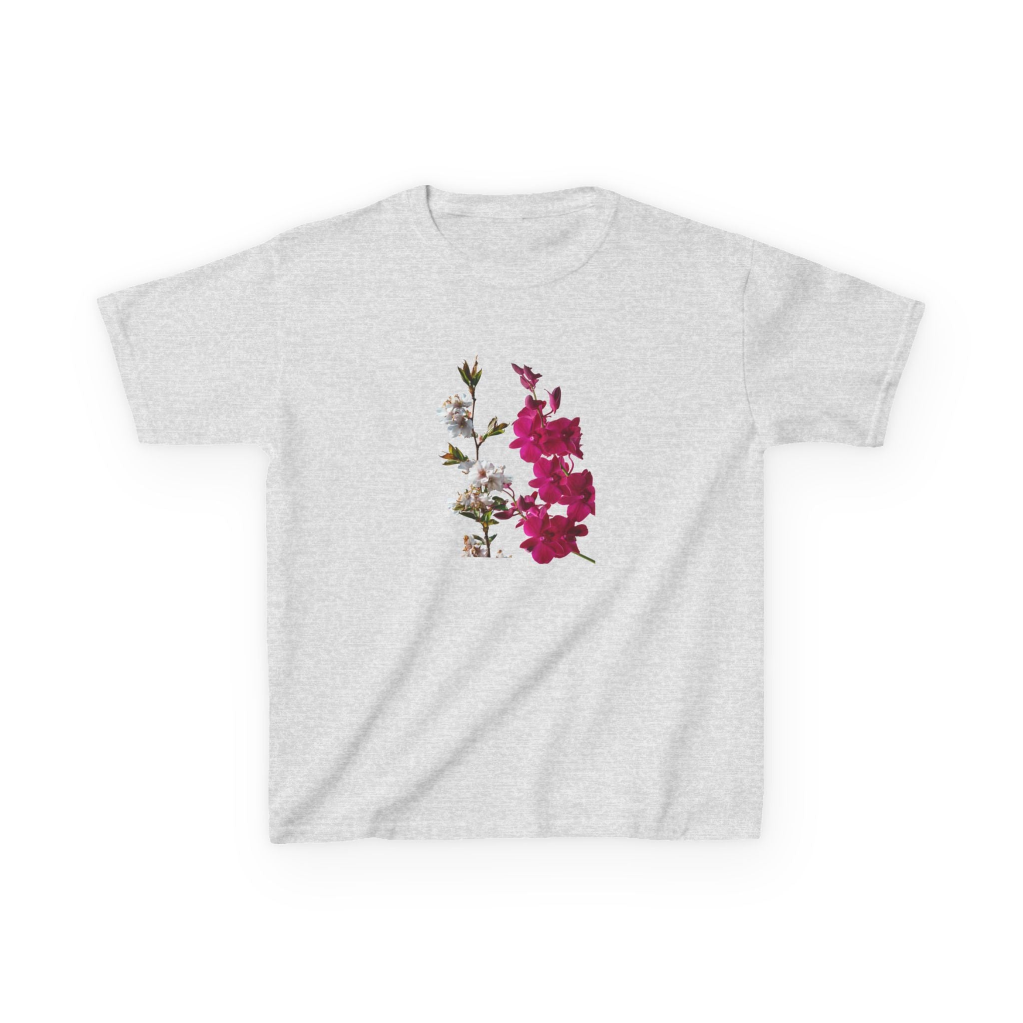 Kids Floral Tee — Pink Bougainvillea Graphic Cotton Shirt